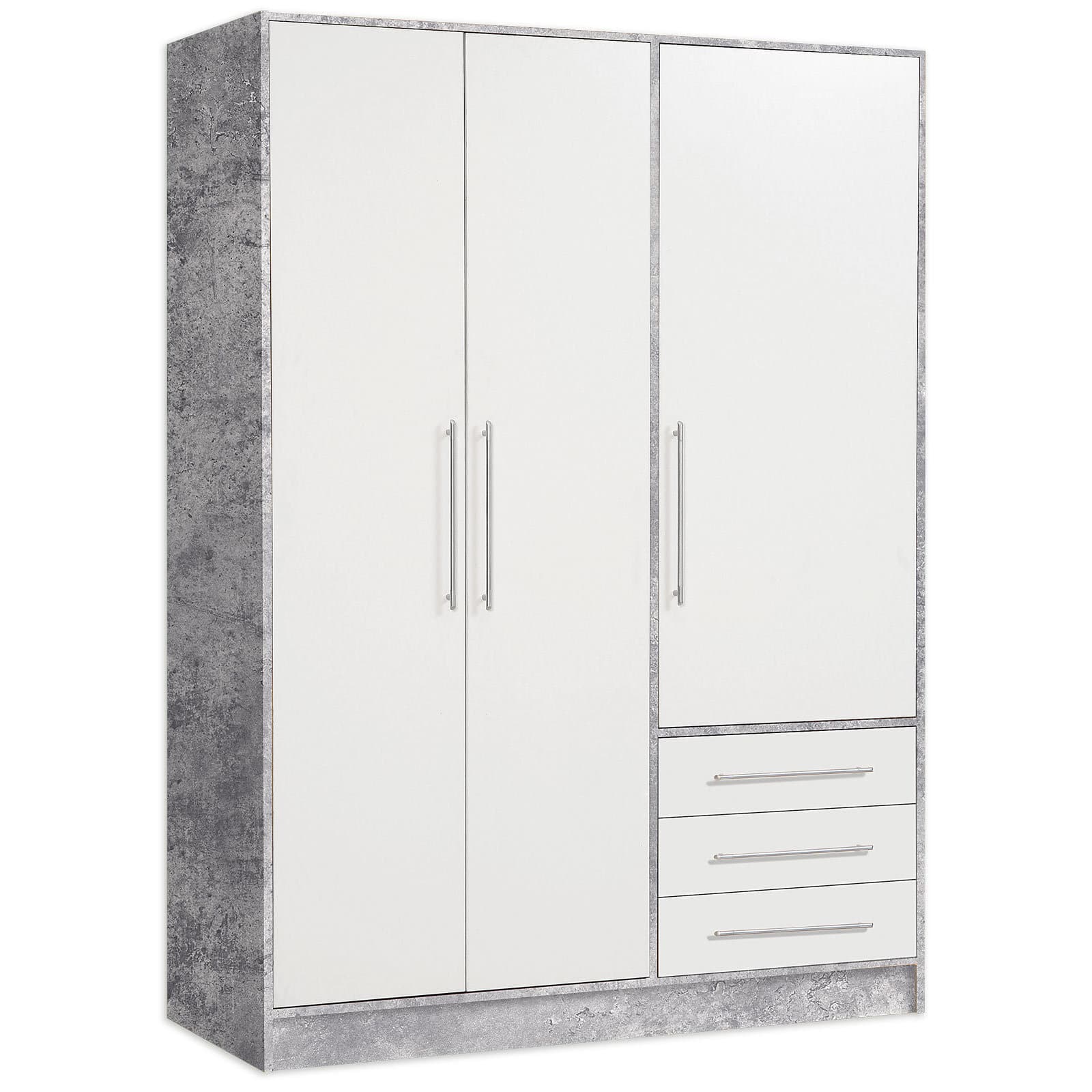 Kleiderschrank - Betonoptik - weiß - 145 cm
