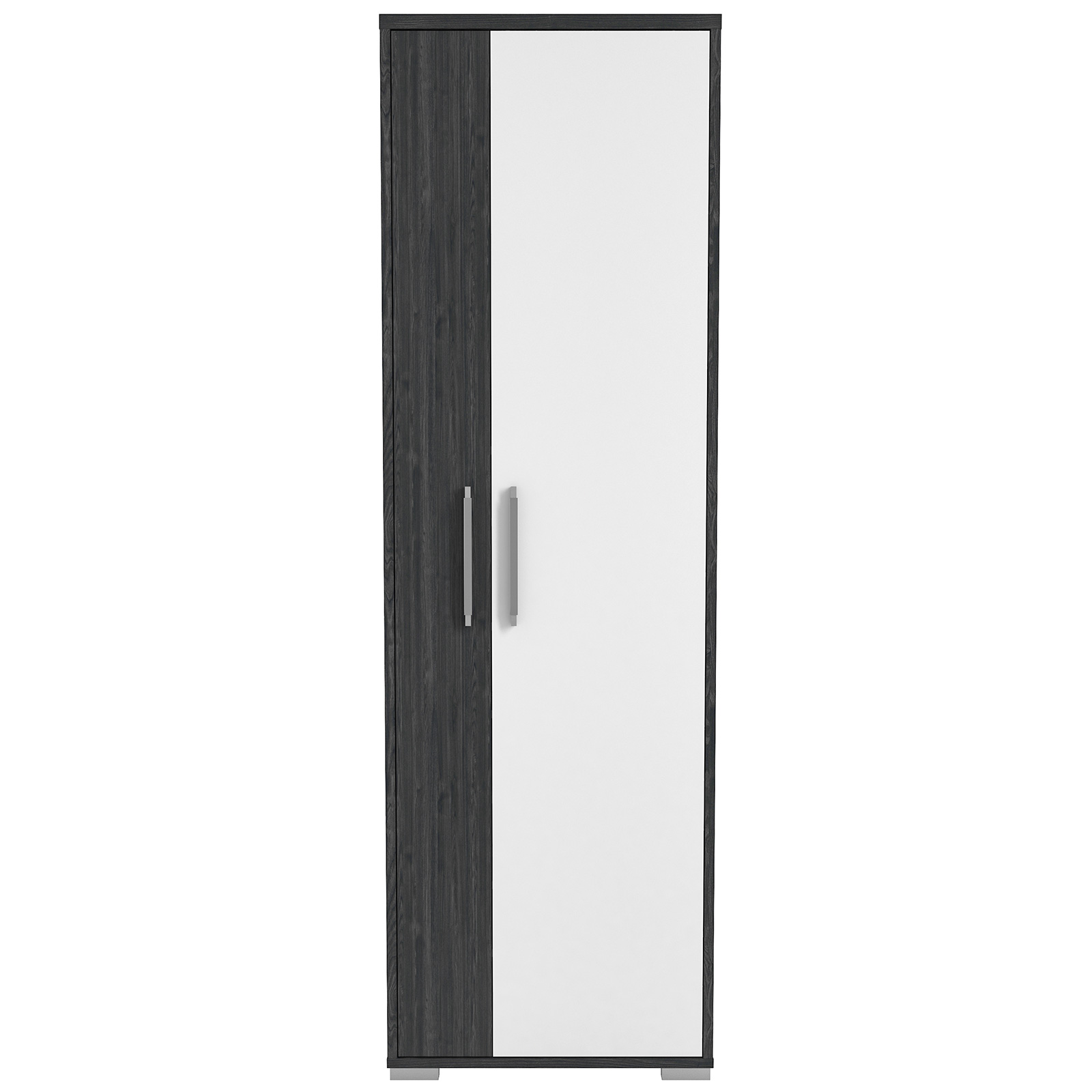 Garderobenschrank - Ash-Oak - weiß Hochglanz - 60 cm
