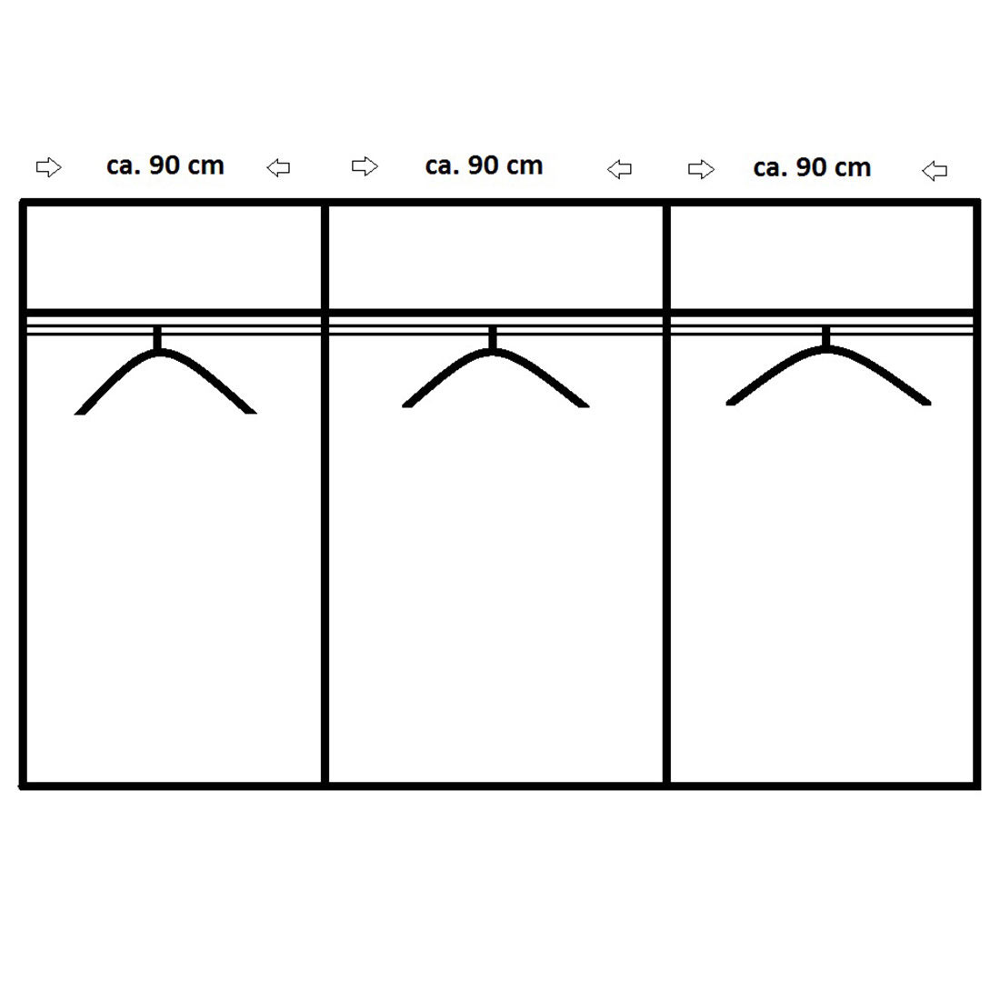 Schwebetürenschrank - Alpinweiß-seidengrau - 271 cm