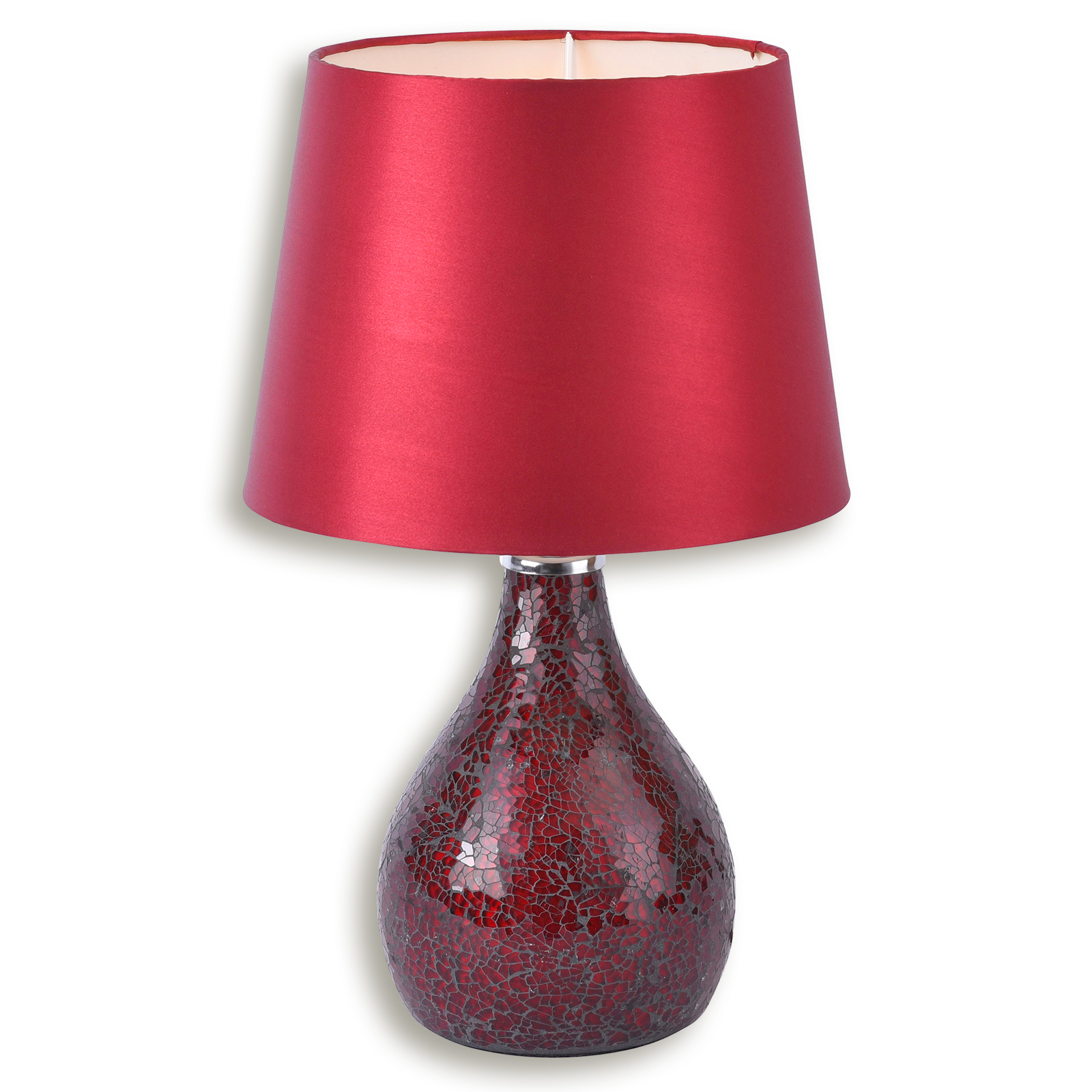 Tischlampe - rot - Stoffschirm