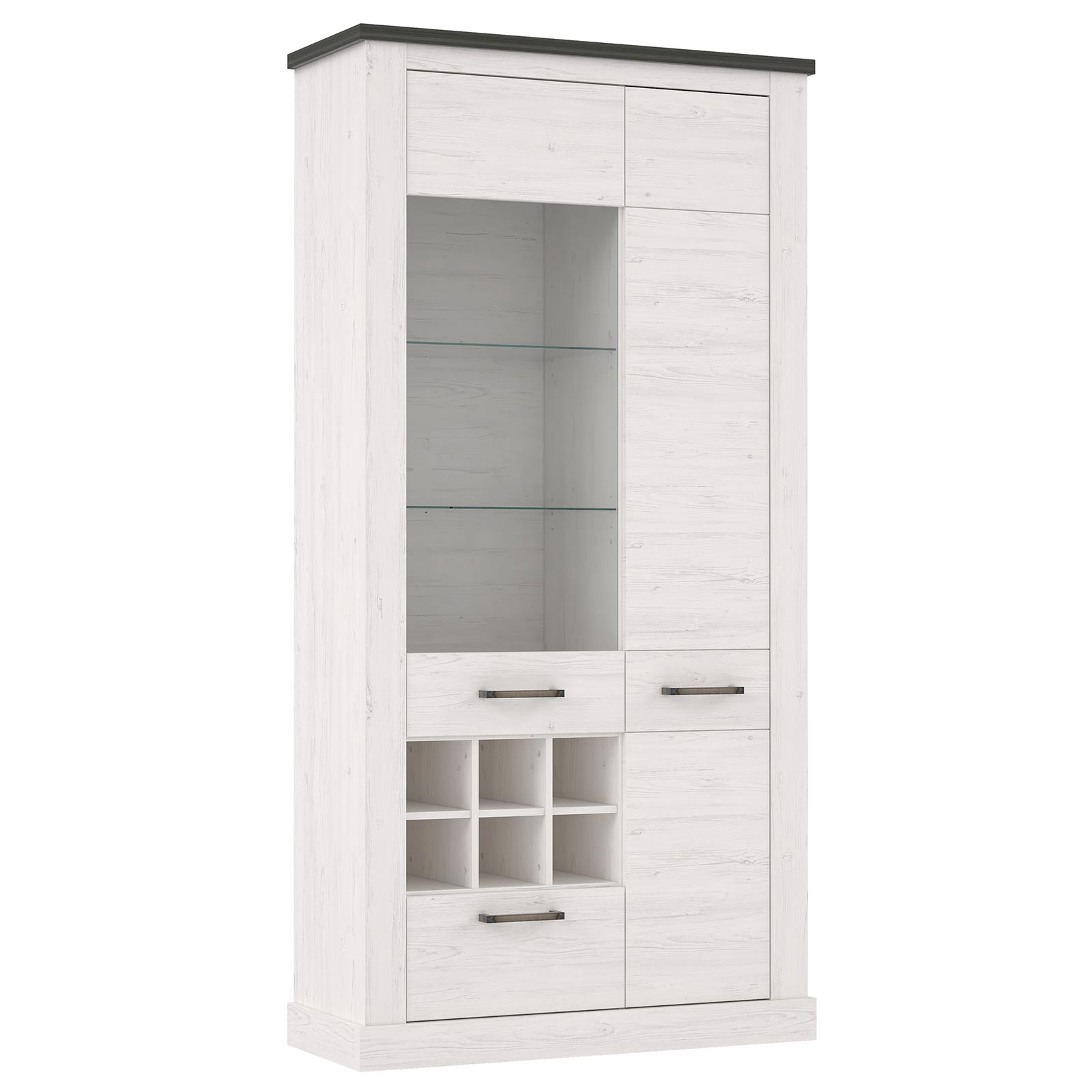Vitrine - Pinie weiß - Touchwood - 2 Türen