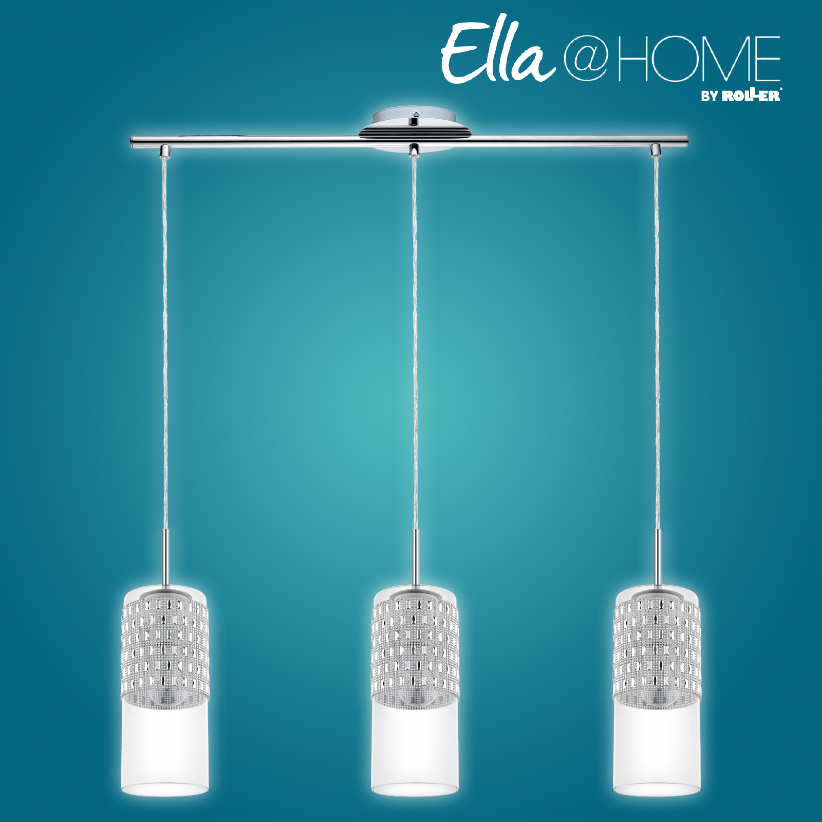 Ella@HOME Pendelleuchte - chrom - Glas - 3-flammig