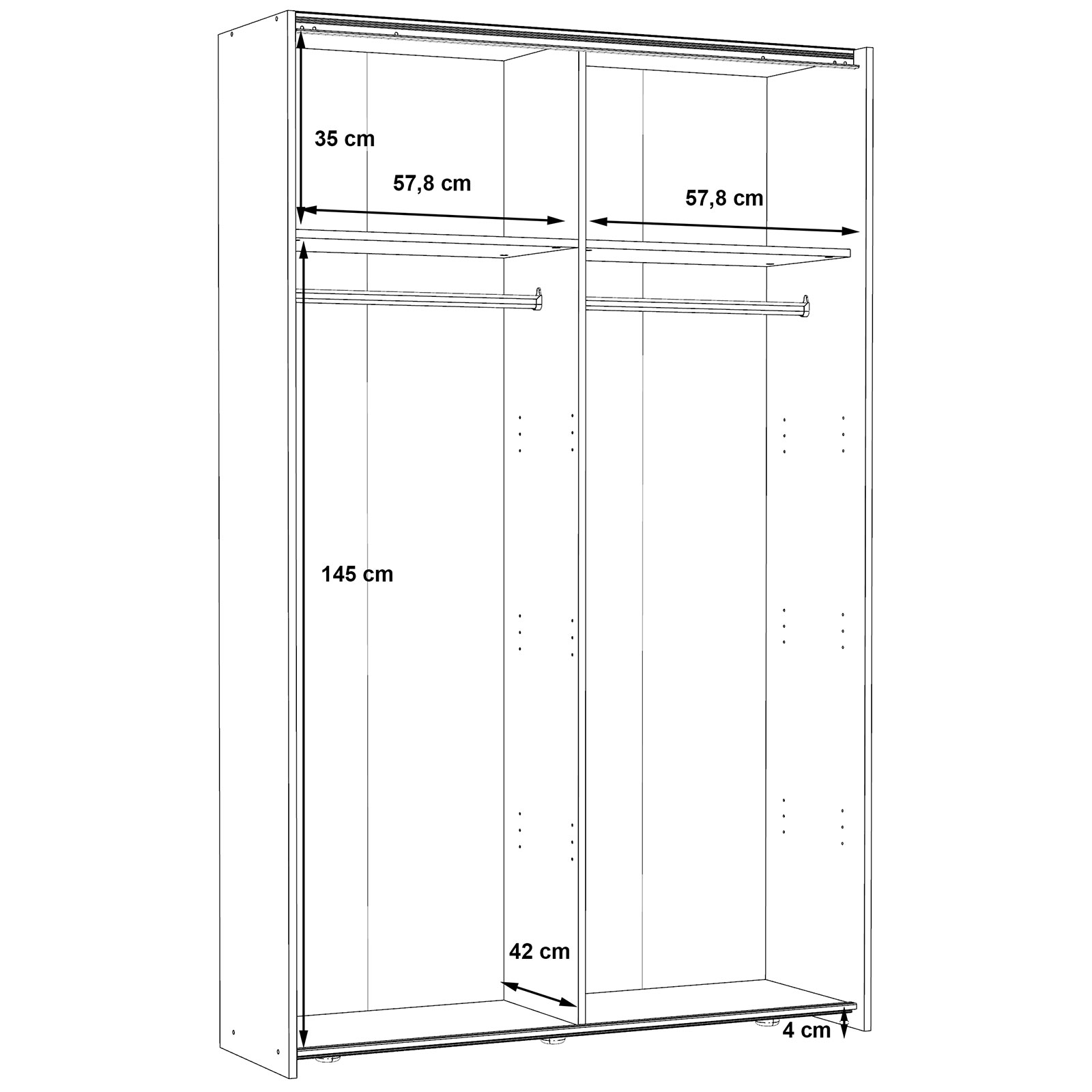 Schwebetürenschrank - weiß - 2-türig - 190 cm hoch