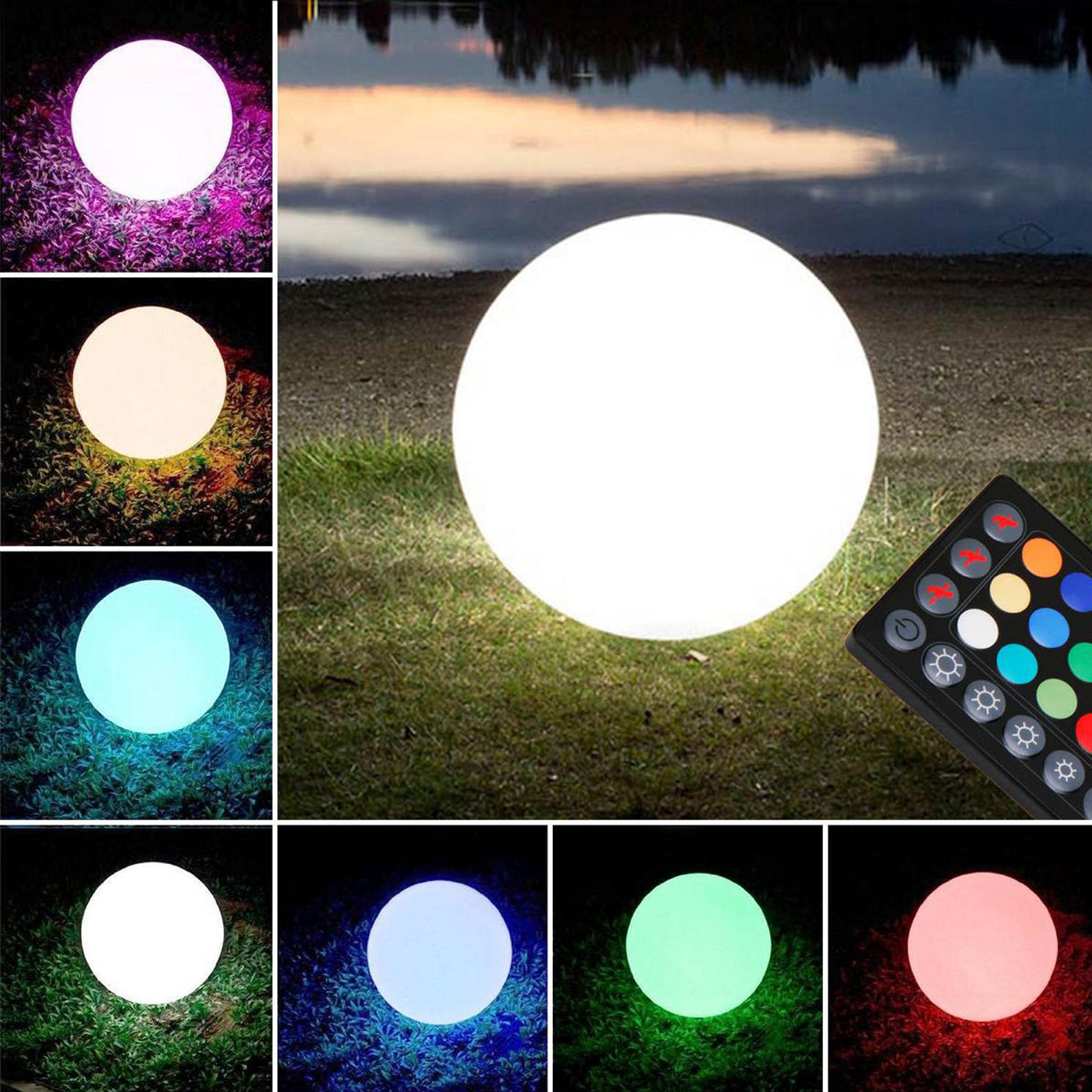 Solar LED-RGB-Kugel - weiß - 30 cm