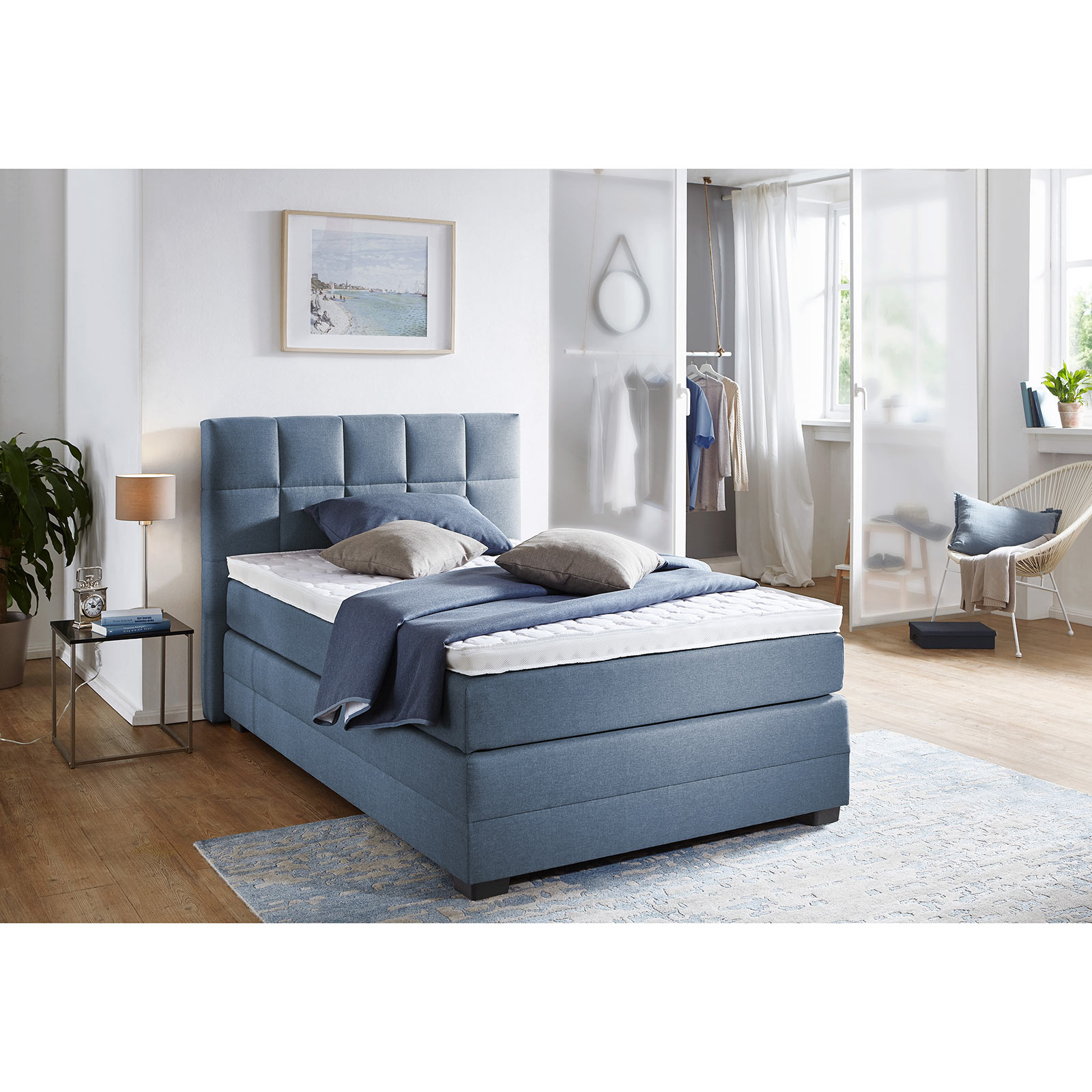 Boxspringbett - jeans - H3 - 120x200 cm