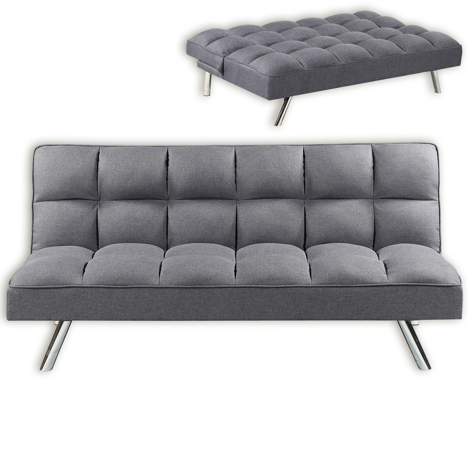 Schlafsofa CHECKER - grau - mit Liegefunktion