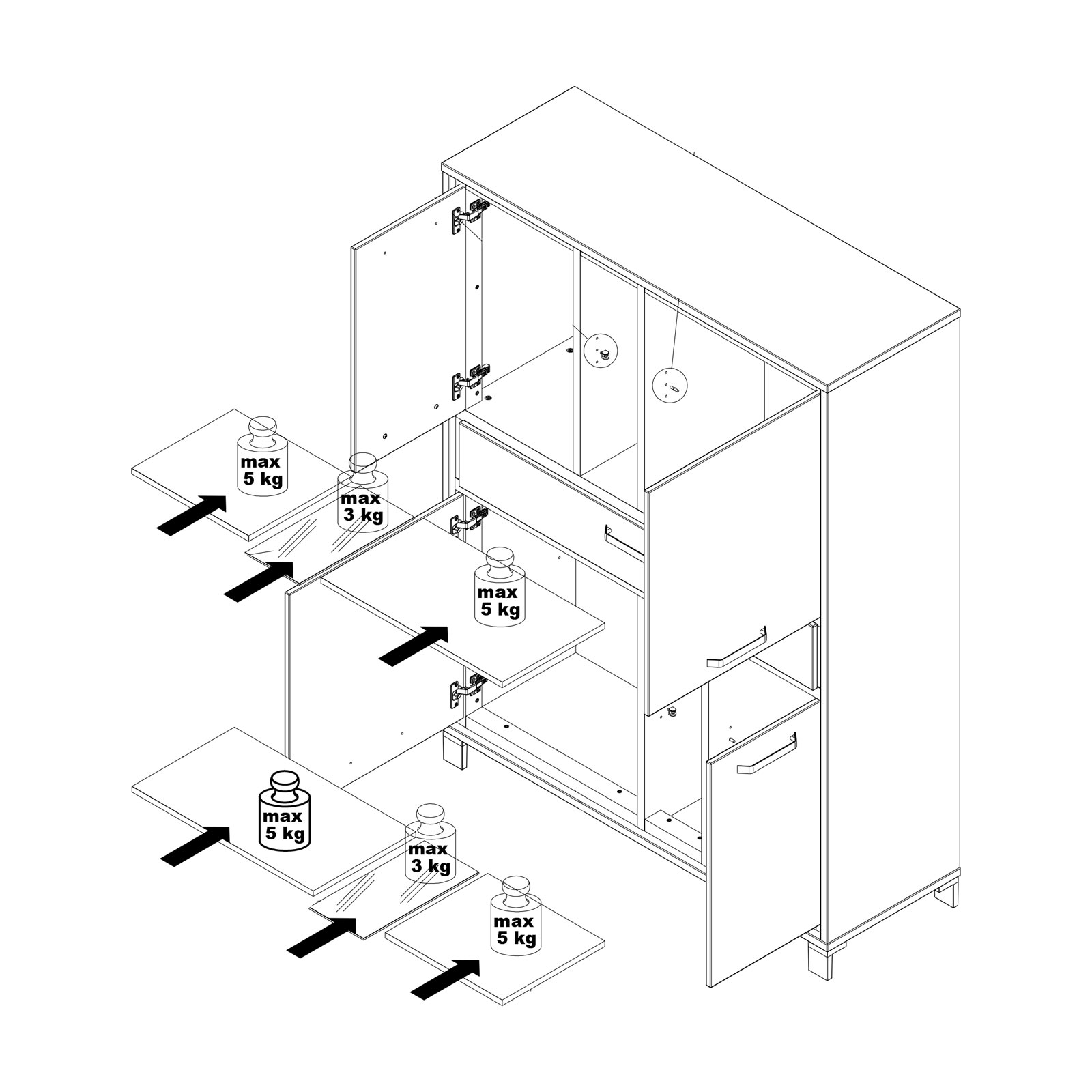 Highboardvitrine - Artisan Eiche - 120 cm
