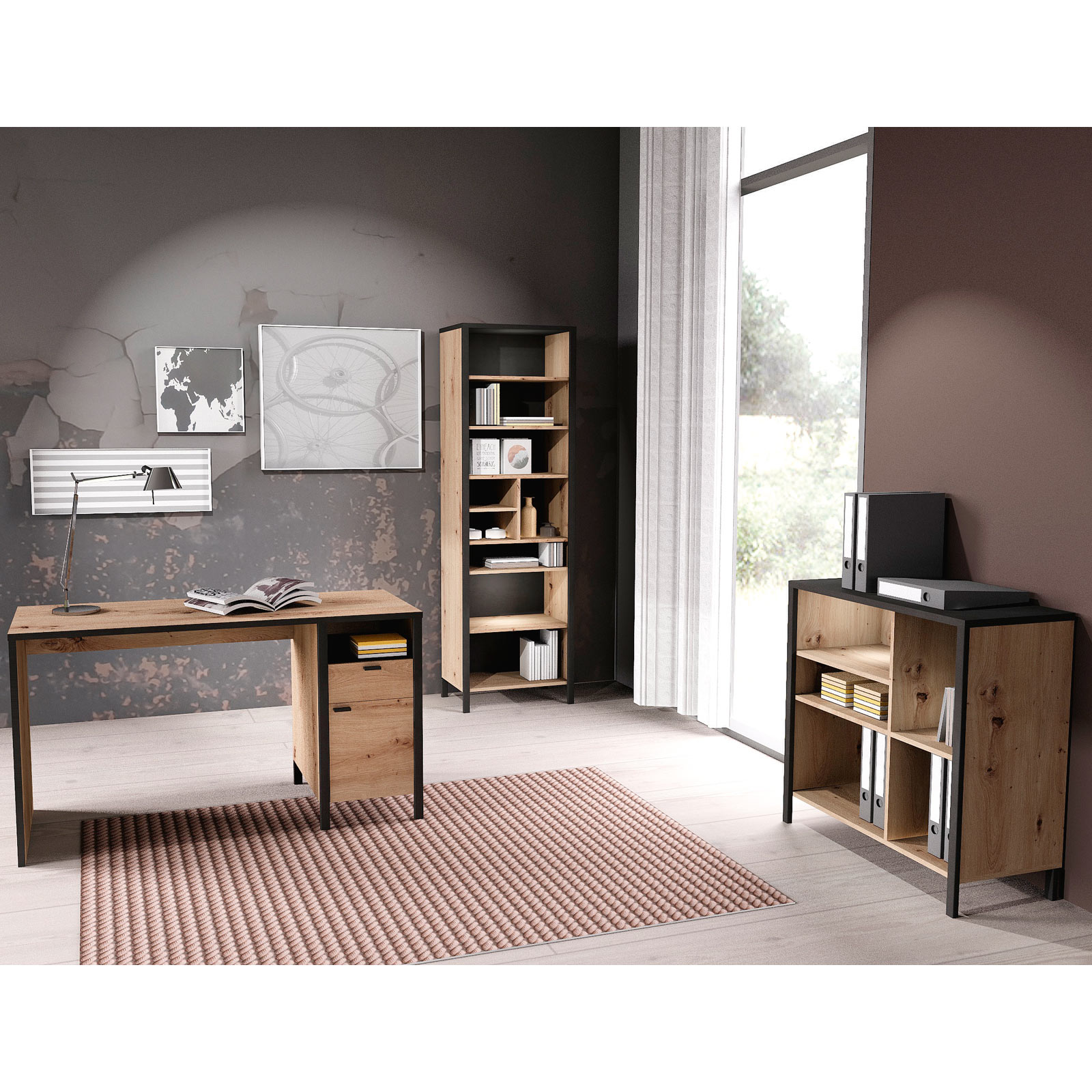 Schreibtisch - Artisan Eiche-Stahl - 135 cm