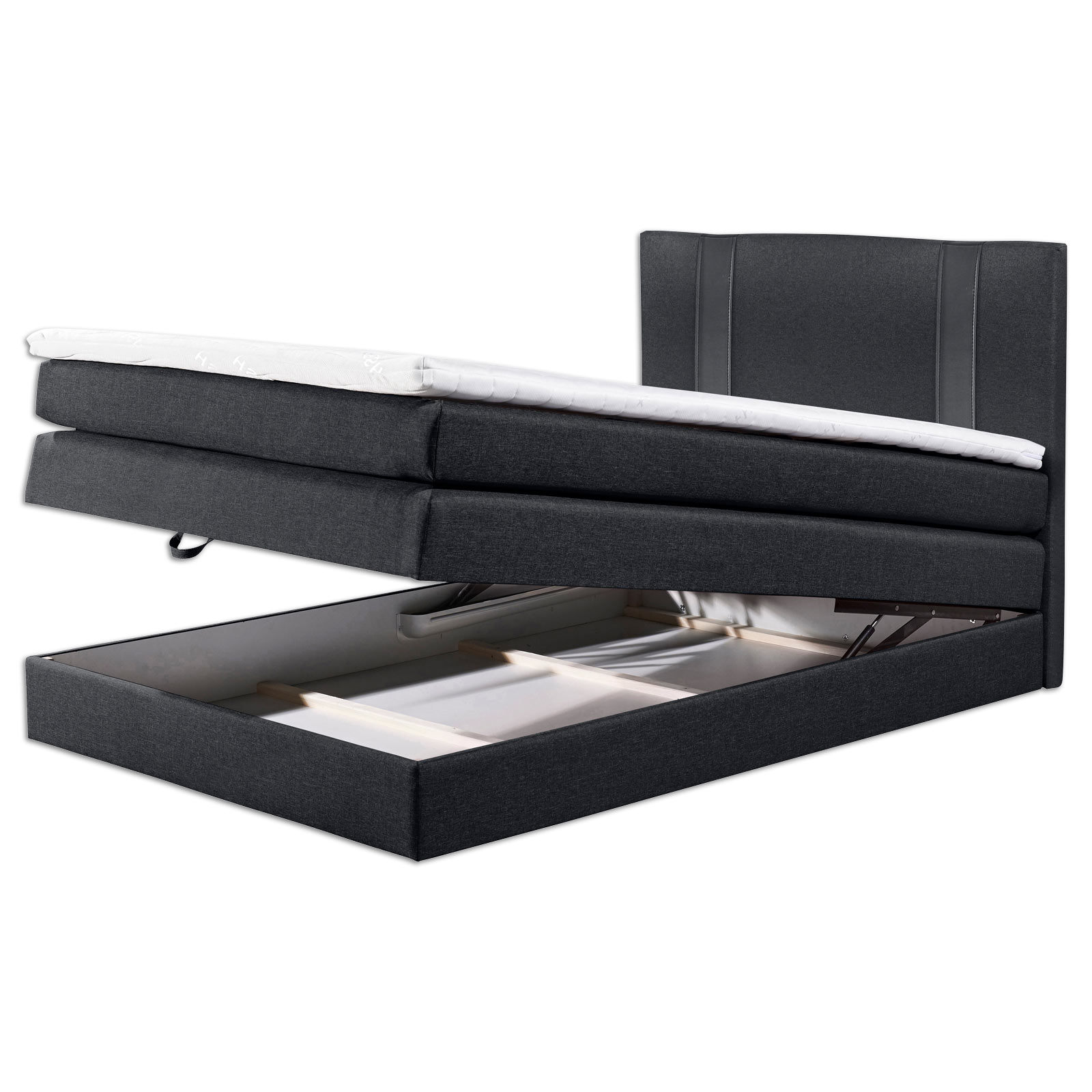 Boxspringbett - schwarz - H2 - 120x200 cm