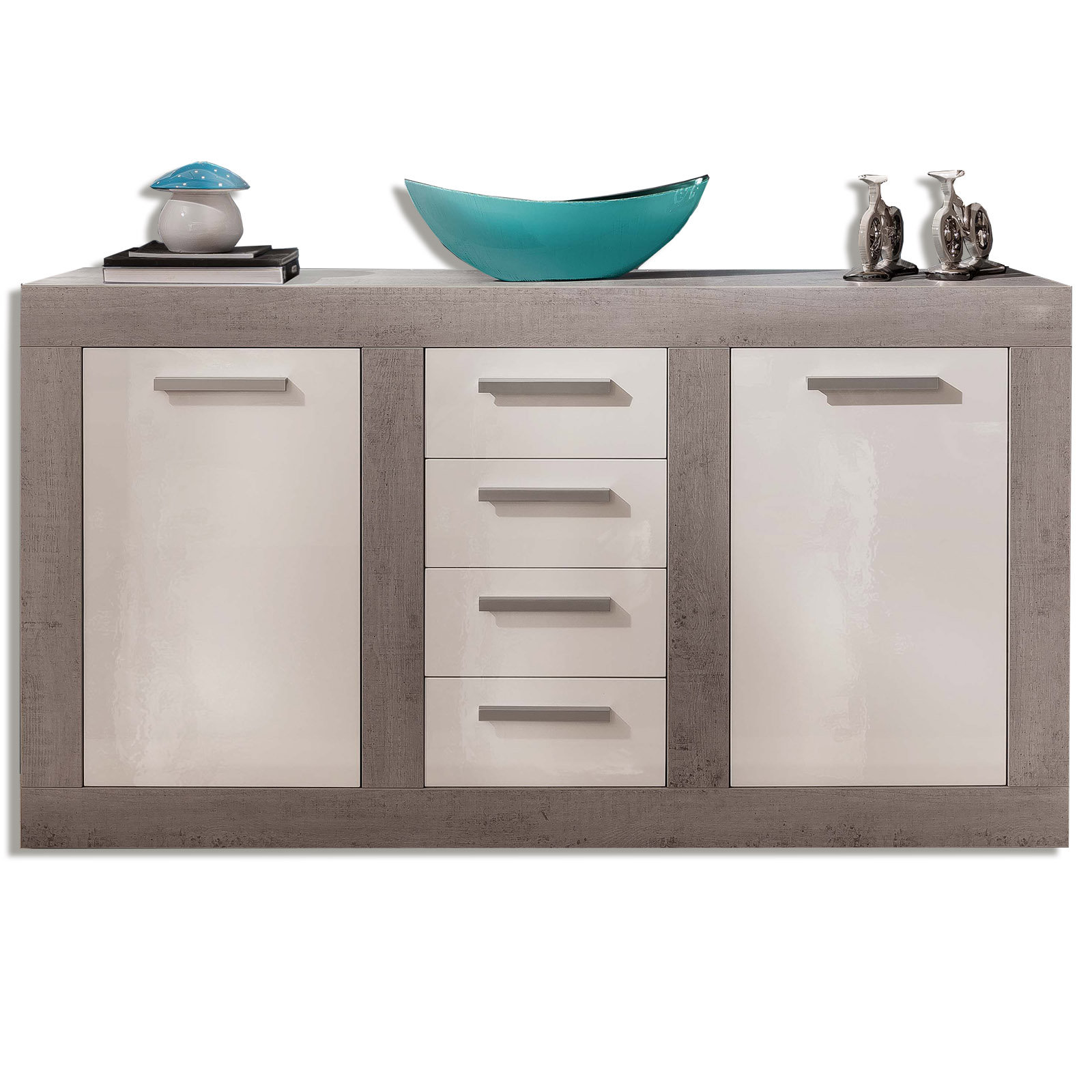 Sideboard - weiß Hochglanz-Beton - 170x95 cm