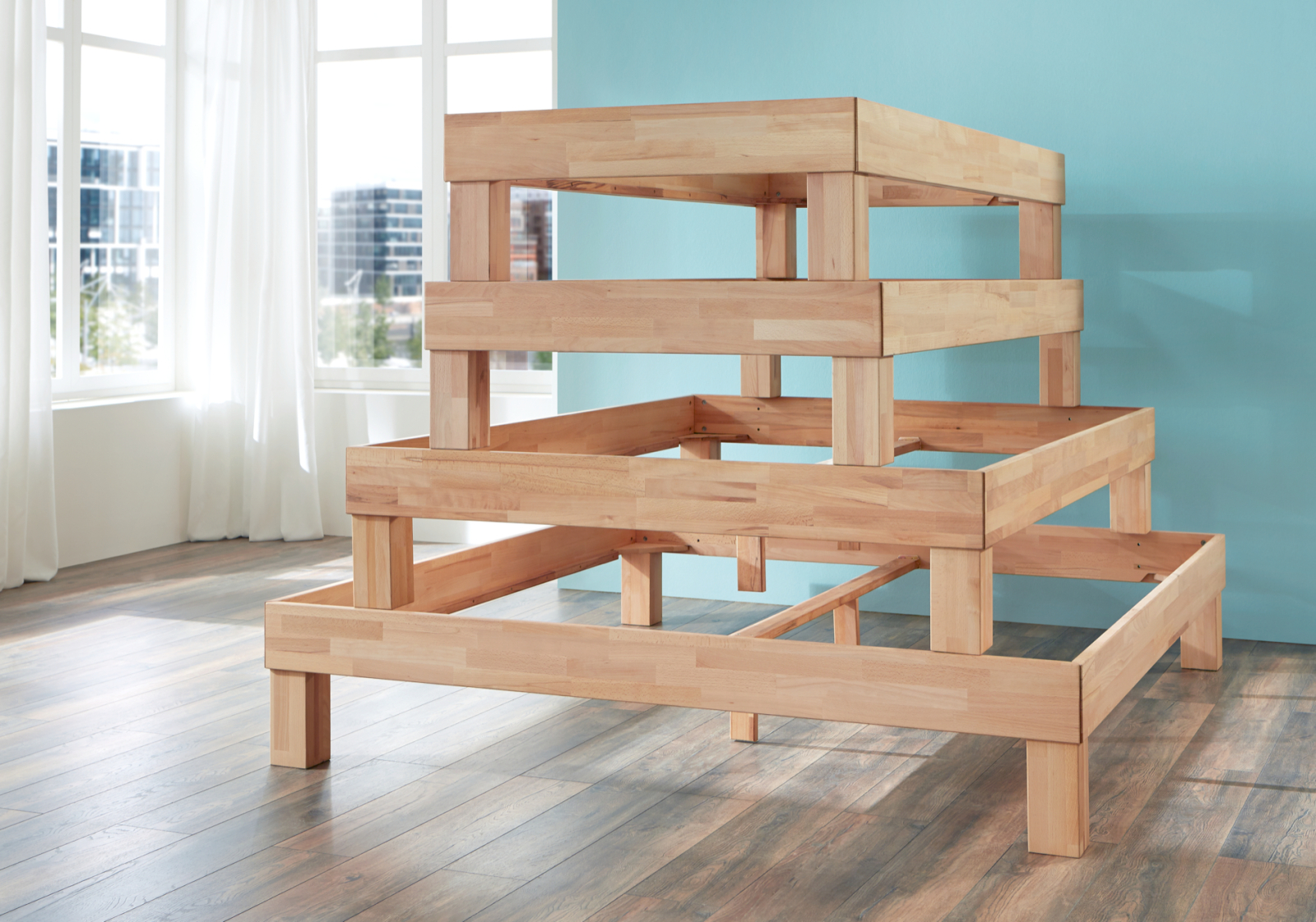 Futonbett MANUELA - Buche massiv geölt - 90x200 cm