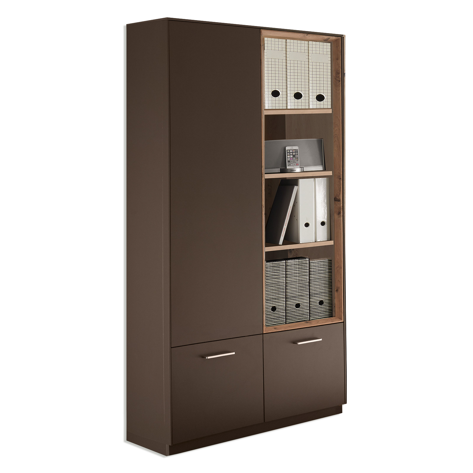 Regal-Vitrine - Lava matt Lack-Asteiche - 79 cm breit