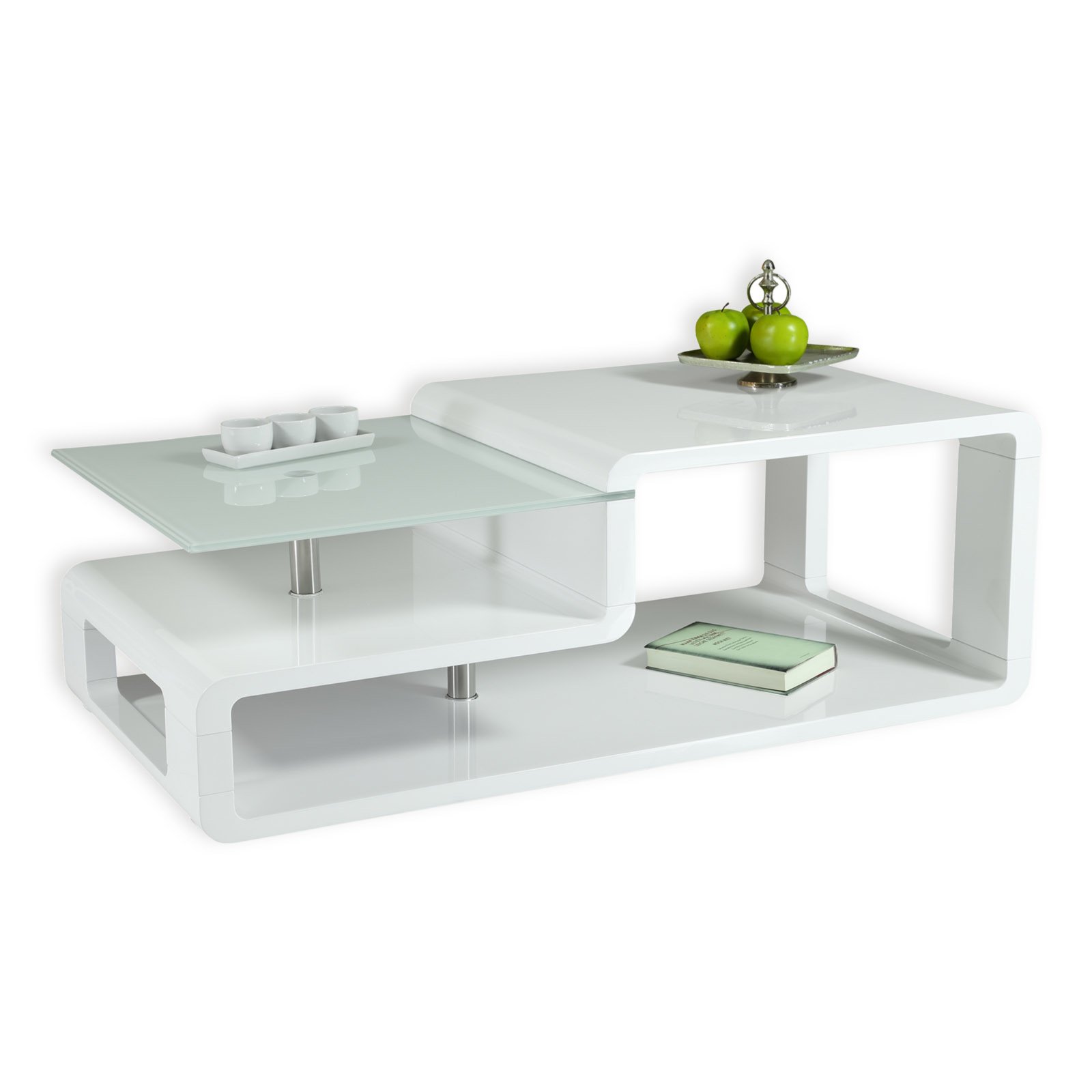 Couchtisch PABLO weiß Hochglanz 115 cm breit Couchtisch PABLO weiß Hochglanz 115 cm breit