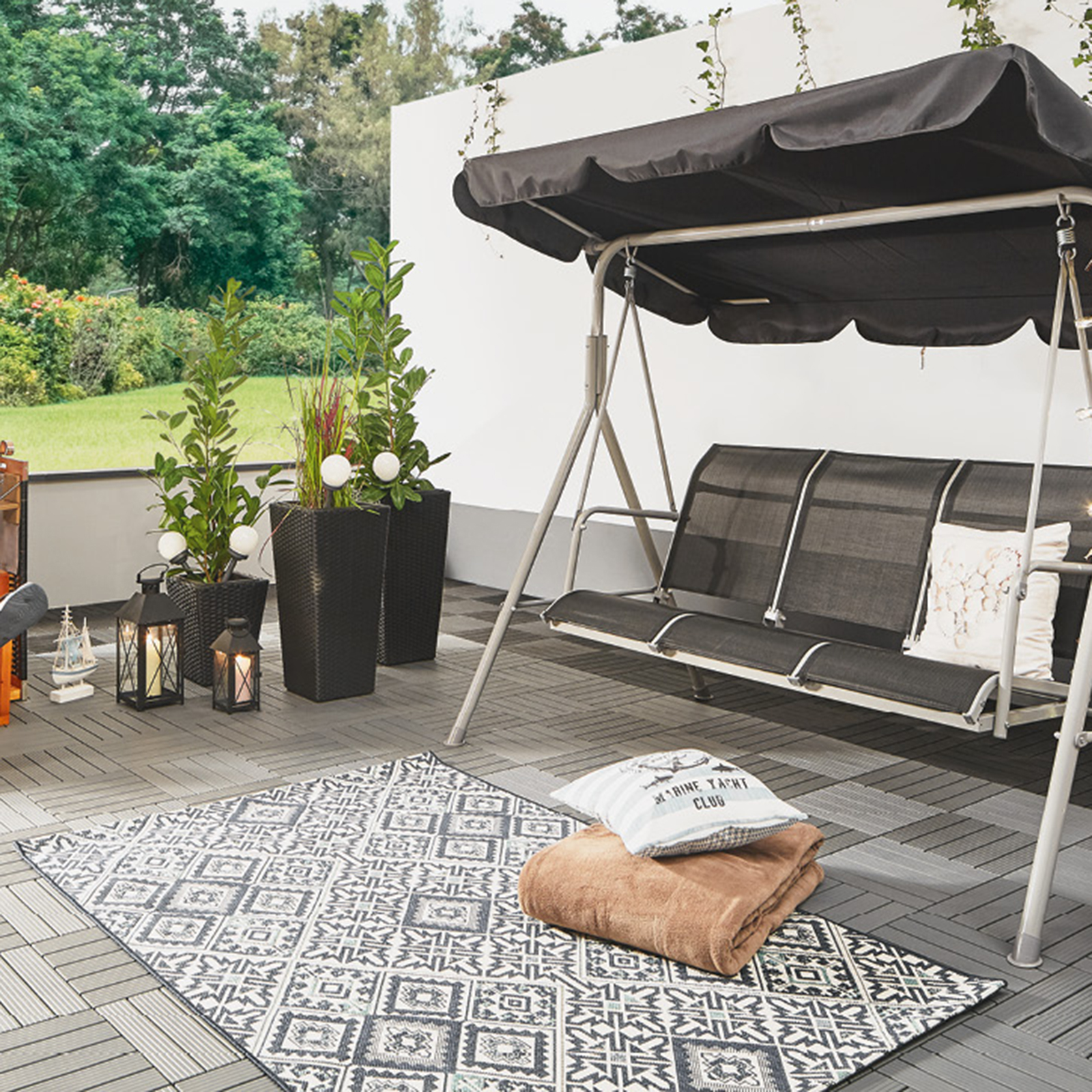 In-/Outdoorteppich - blau - 120x170 cm