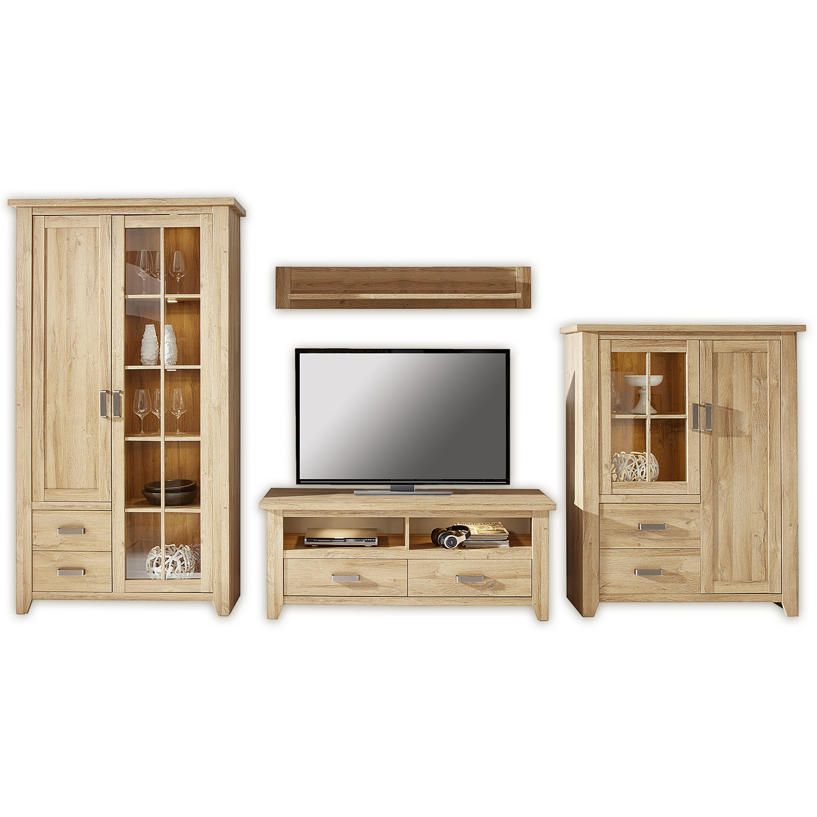 4-teiliges Wohnwand-Set - Alteiche