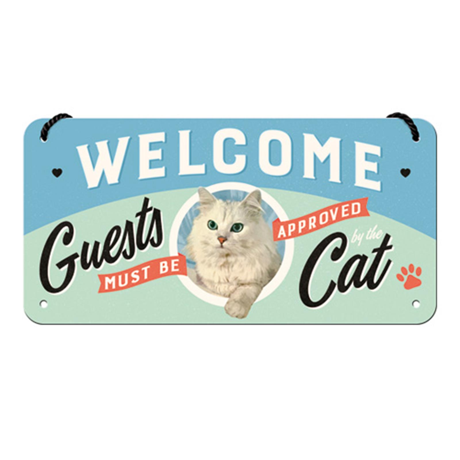 Vintage Hängeschild - Welcome Cat - 20x10 cm