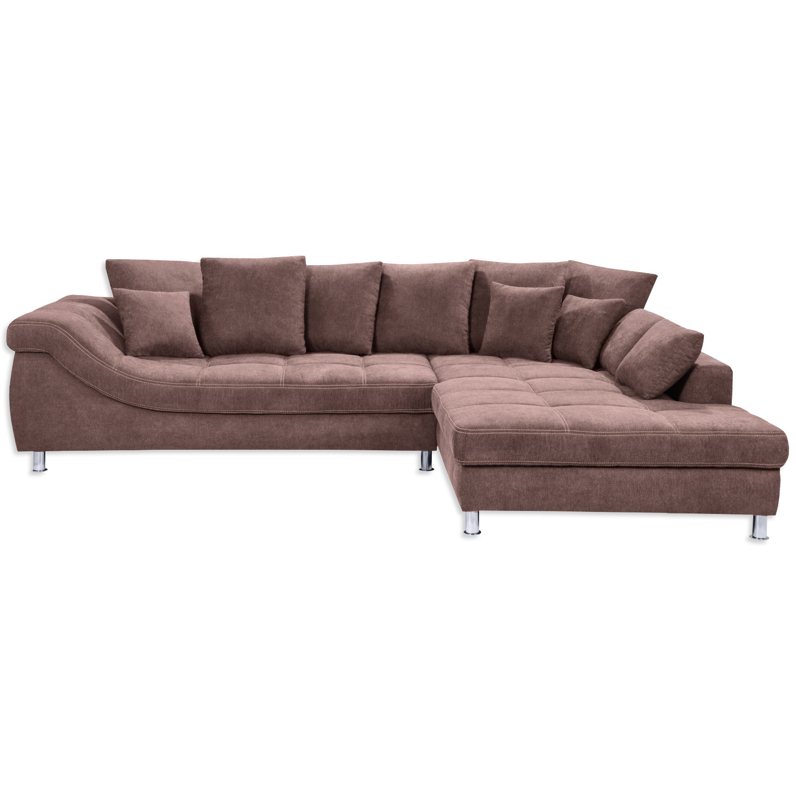 Ecksofa - dunkelbraun - Recamiere rechts - inklusive Kissen