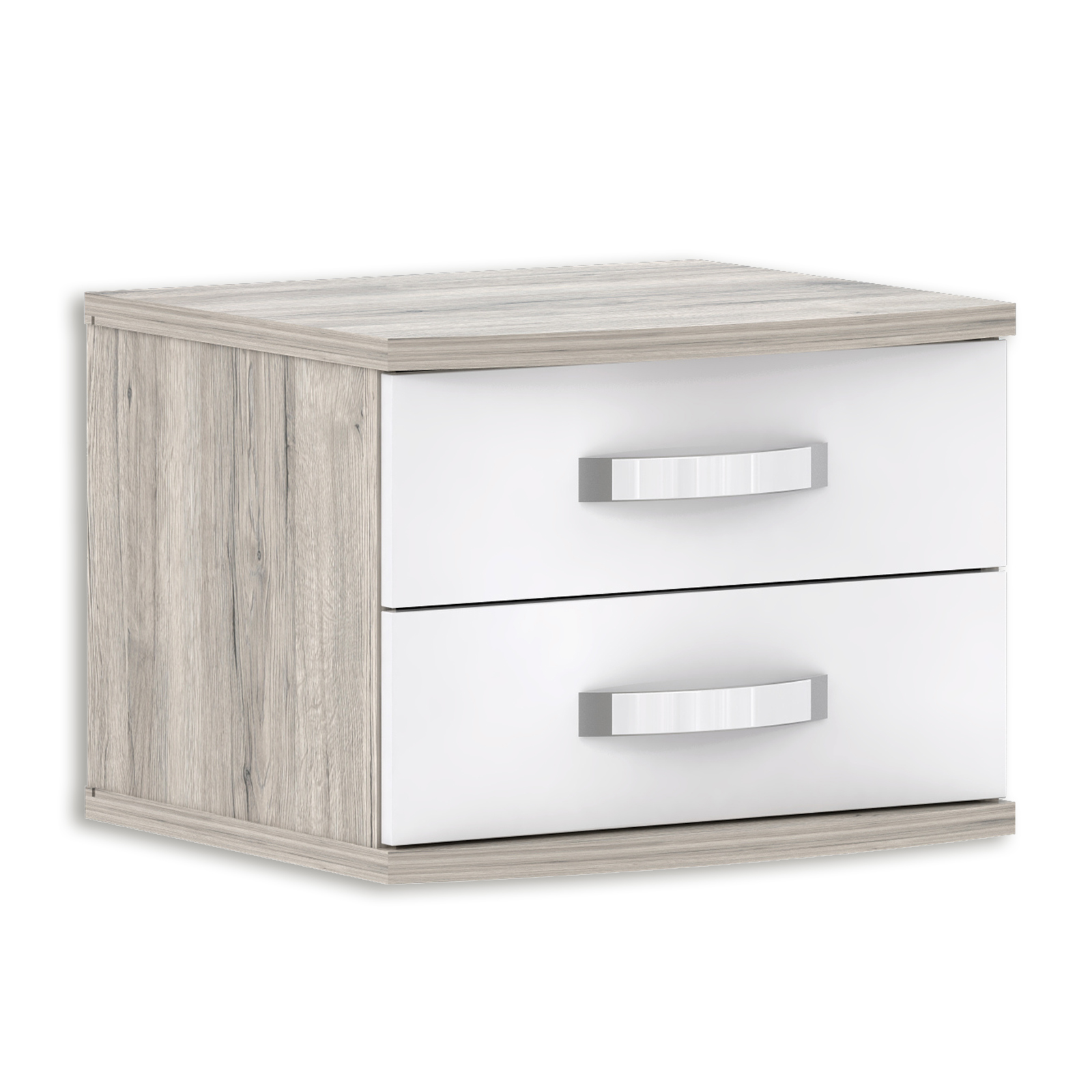 Nachtschrank - Sandeiche-weiß Hochglanz - 50x41 cm
