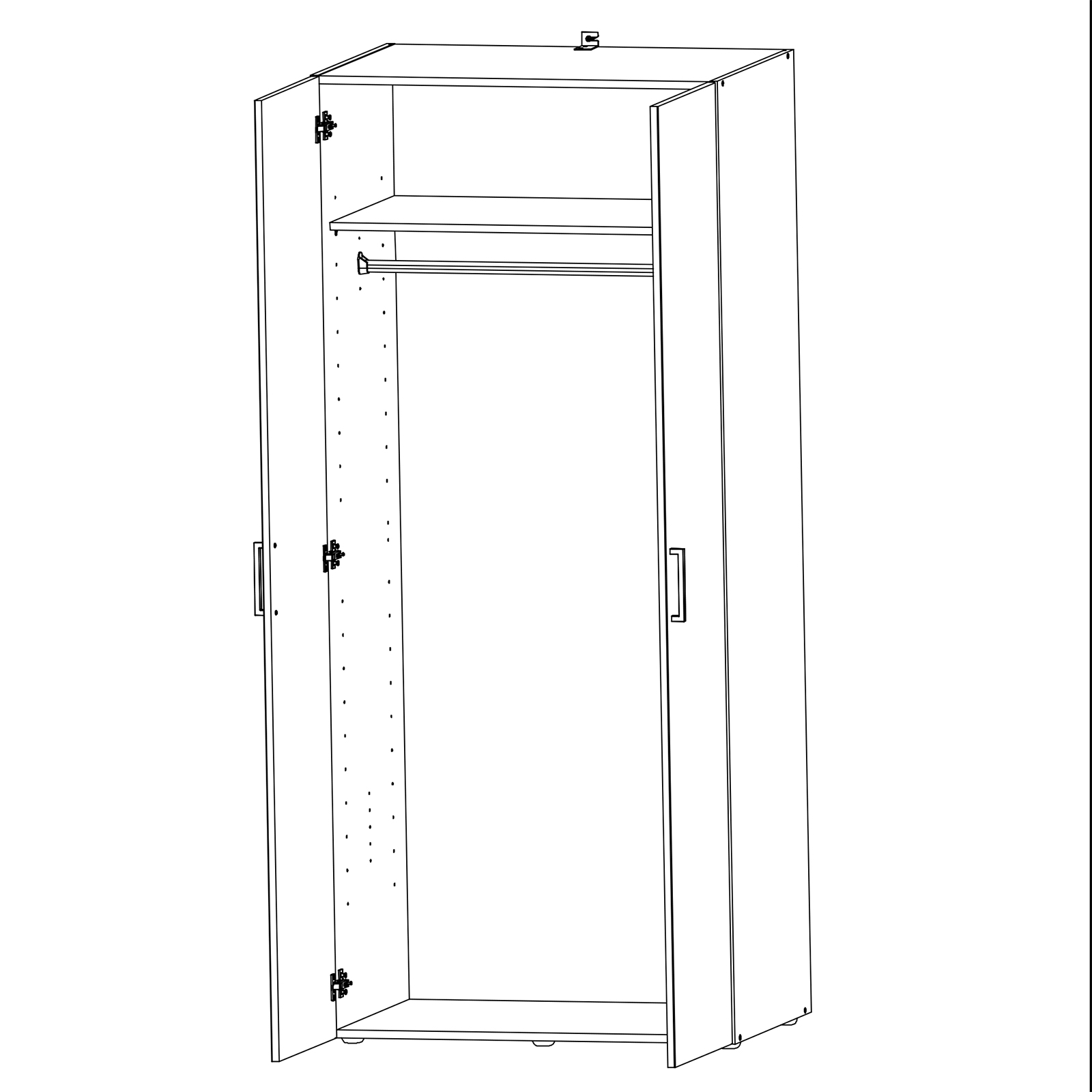 Drehtürenschrank - Eiche sägerau - 80 cm breit