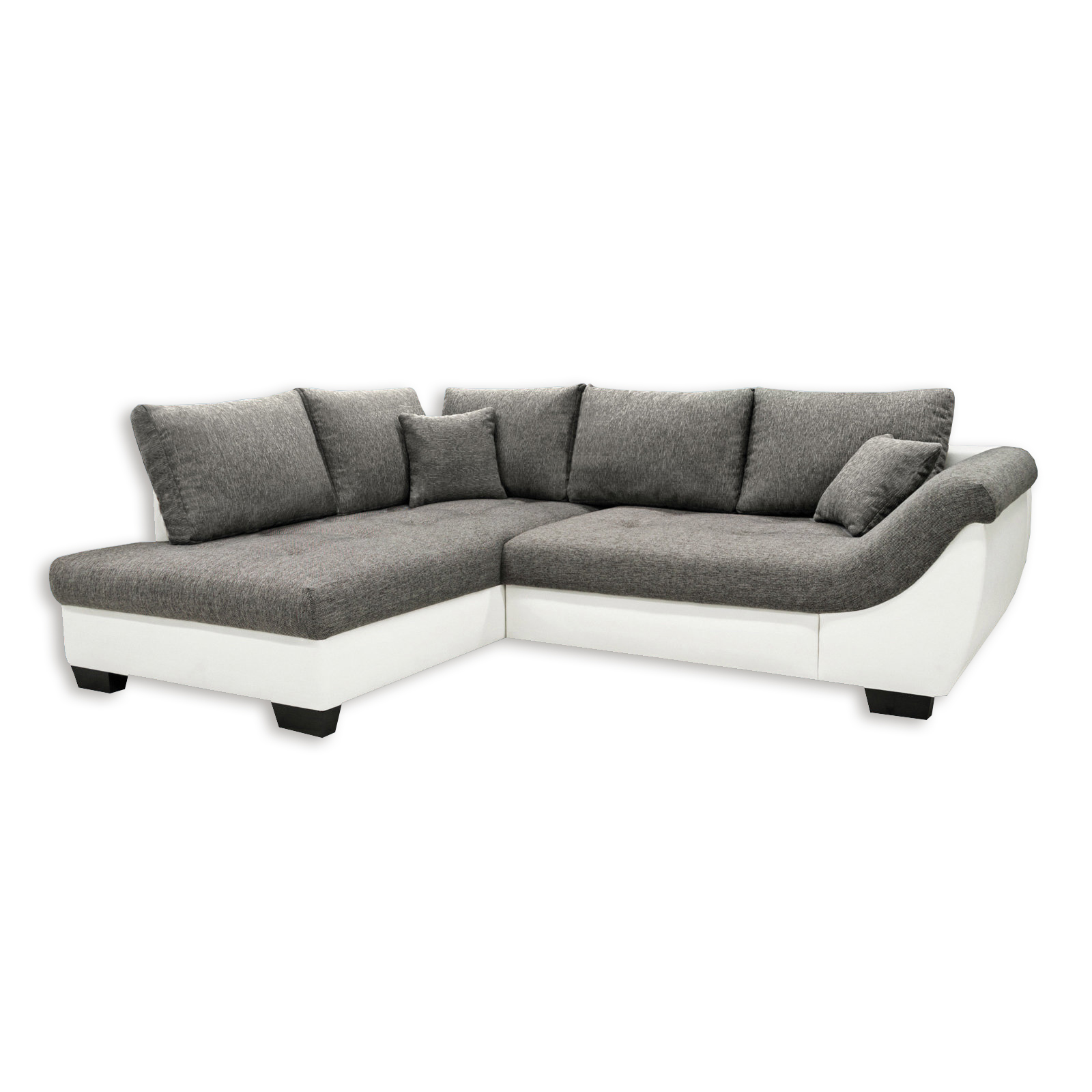 Ecksofa - weiß-anthrazit - Liegefunktion - Armlehne rechts