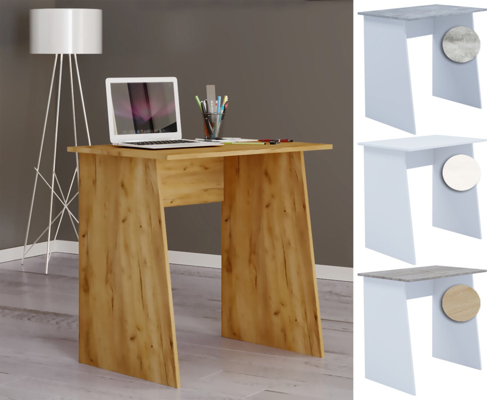 Schreibtisch MASOLA MINI - weiß-beton - 80 cm breit | Online bei ROLLER  kaufen