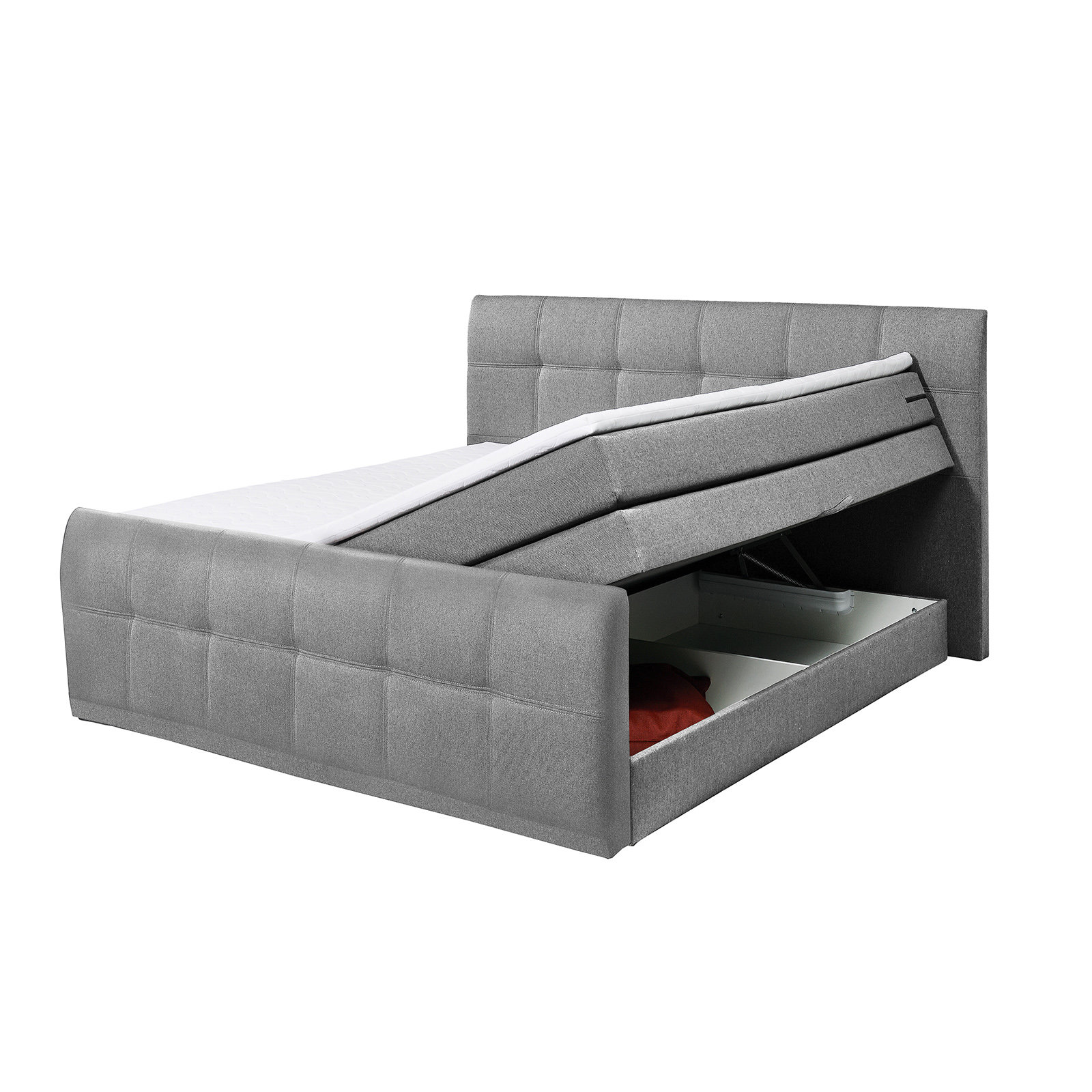 Boxspringbett - grau - Taschenfederkern - H2 - 180x200 cm
