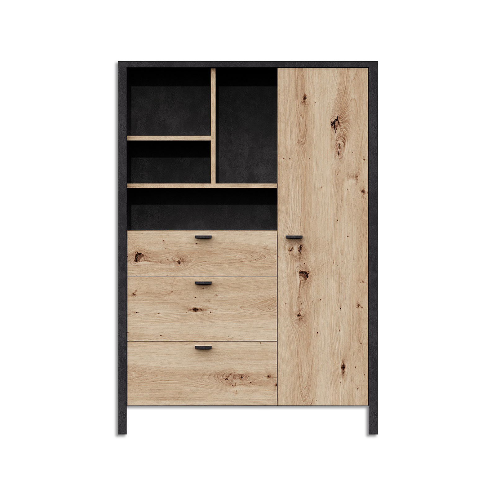 Highboard - Artisan Eiche - Stahloptik - 132 cm