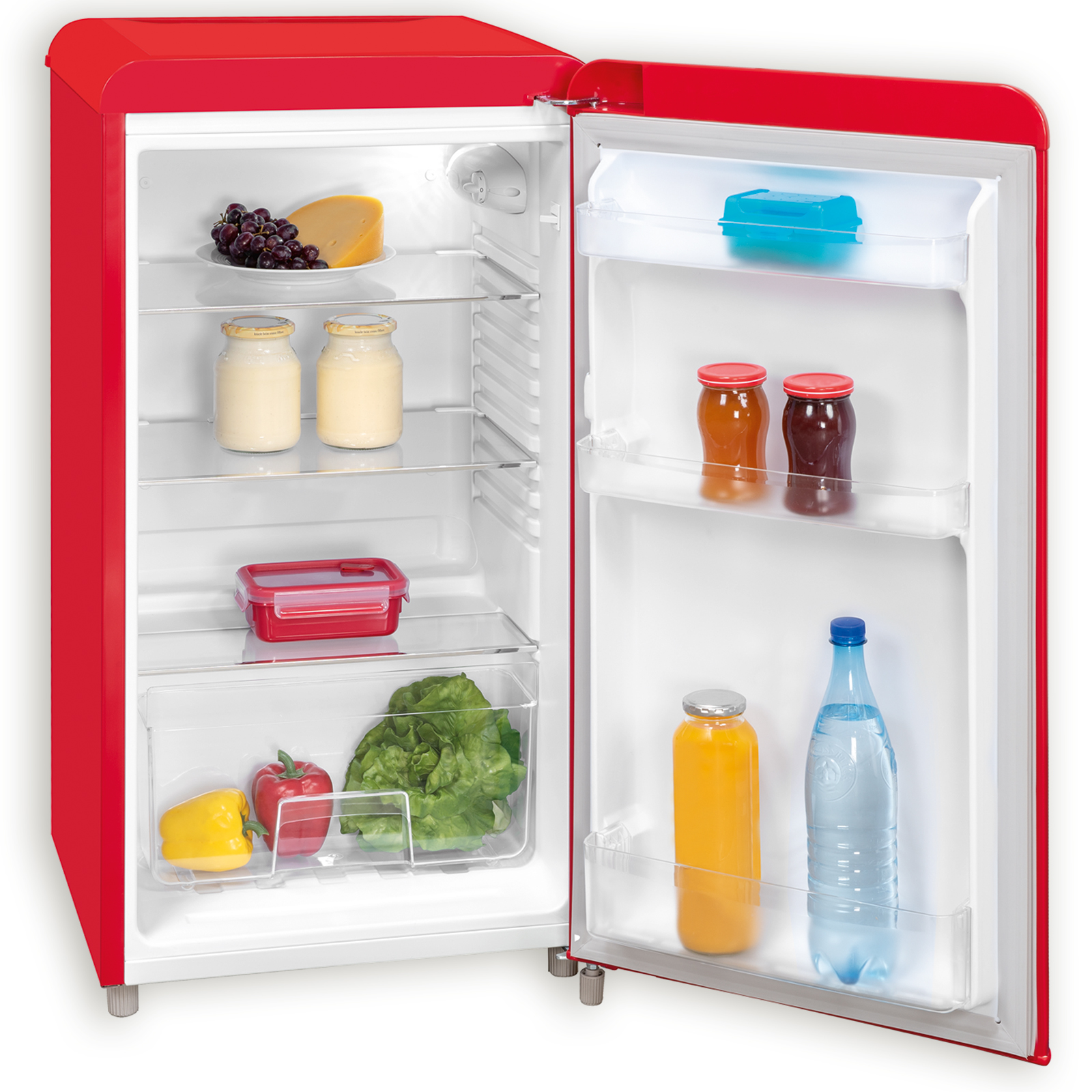 EXQUISIT Kühlschrank - RKS 100-16RVA++ - rot - Retrooptik - 1242002003