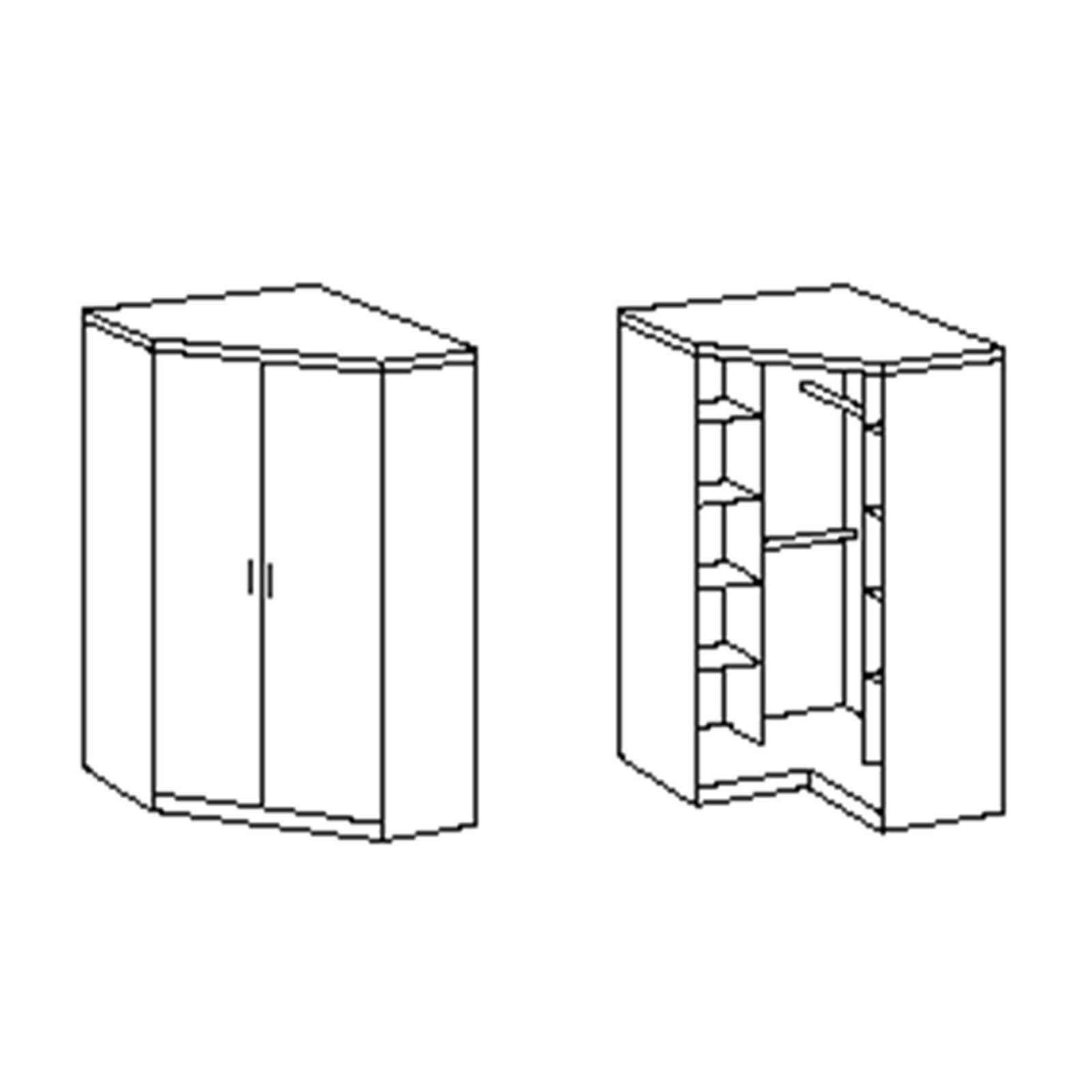 Eckschrank - Alpinweiß-Sonoma Eiche - 95x198 cm