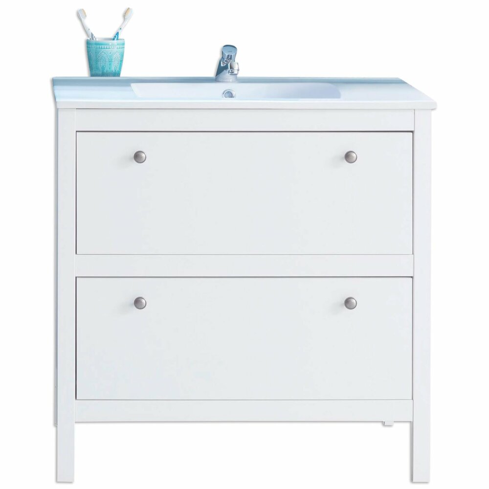 Waschbeckenunterschrank OLE - weiß - mit Keramikbecken | Online bei