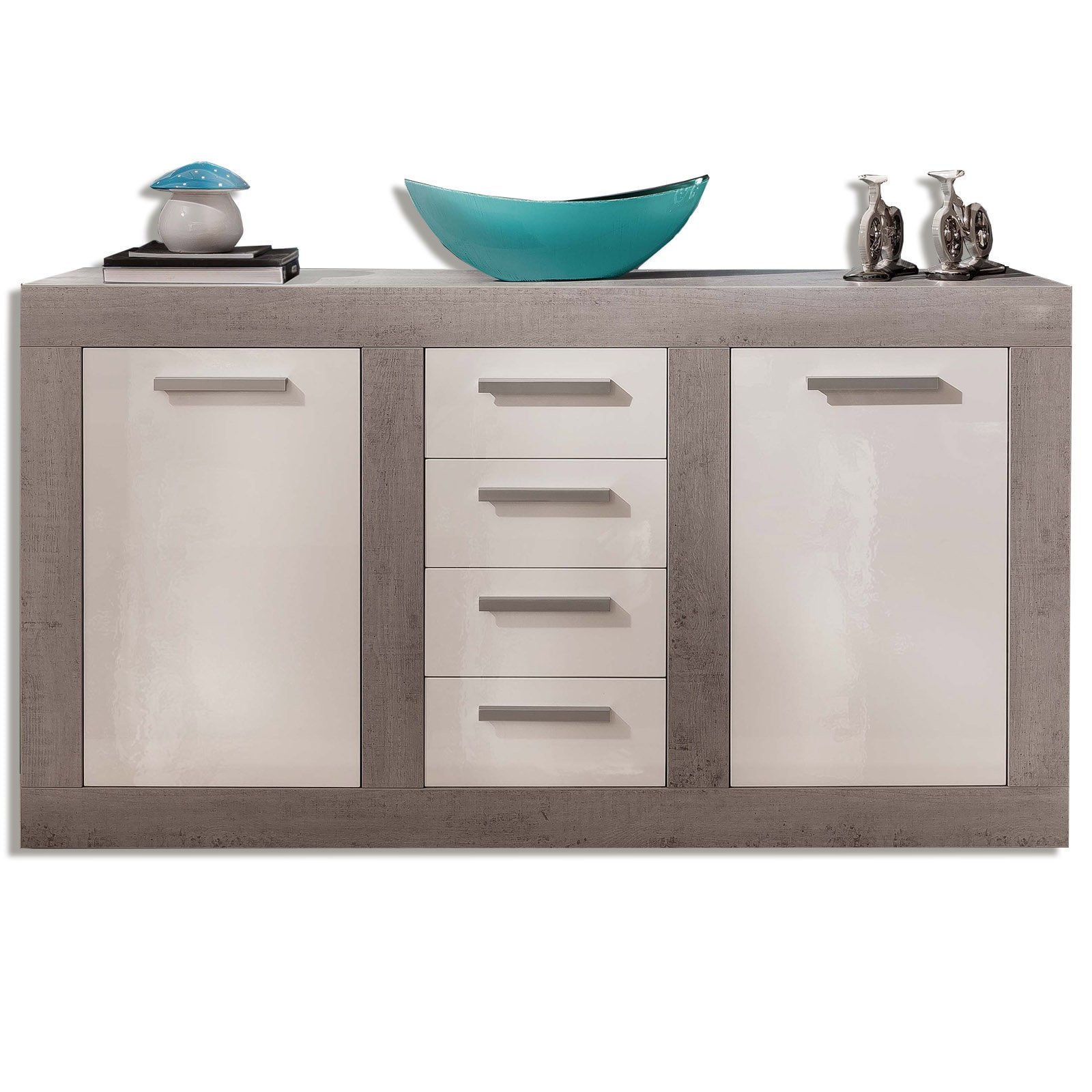 Sideboard - weiß Hochglanz-Beton - 170x95 cm