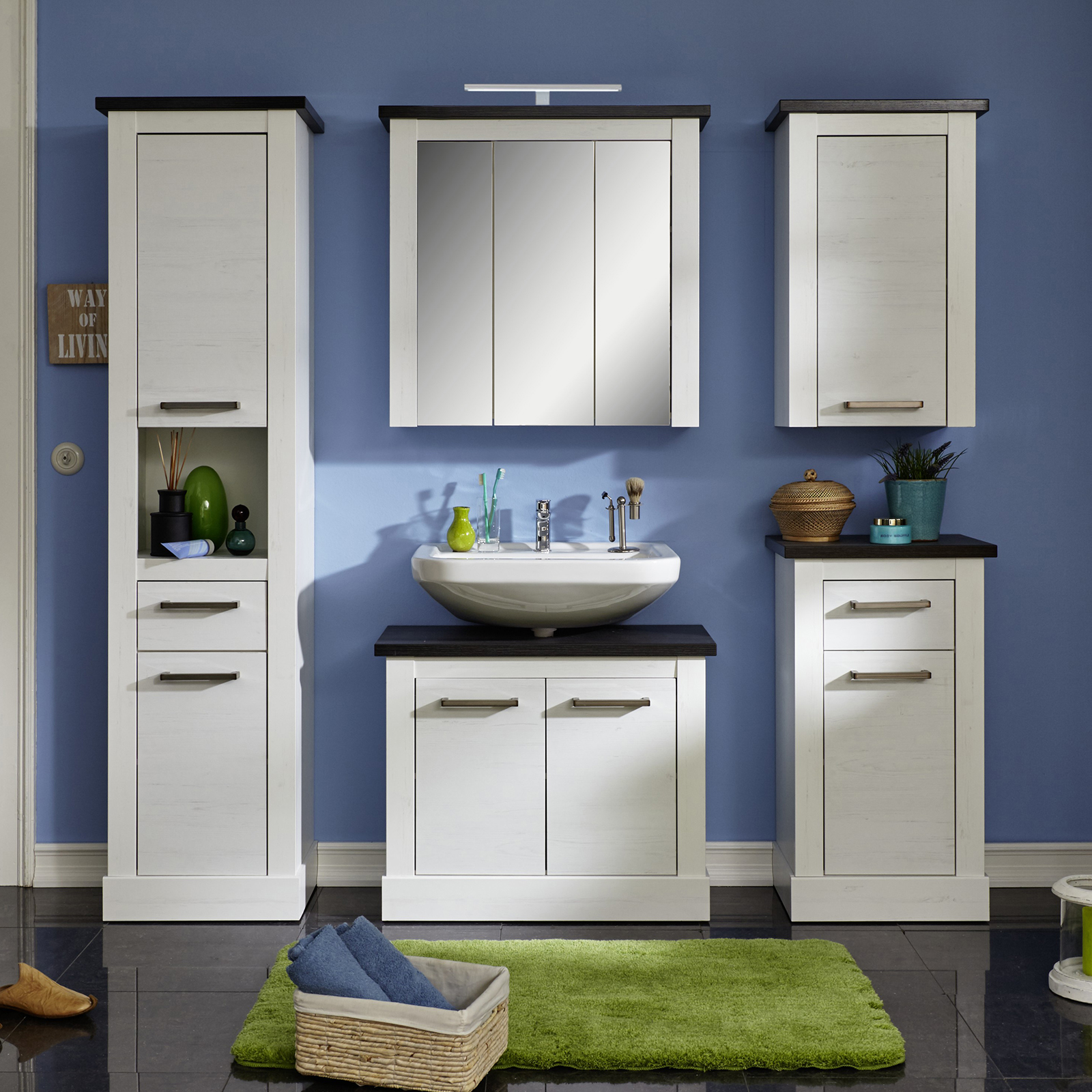 Spiegelschrank - Pinie weiß-Wenge - 78 cm breit | Online bei ROLLER kaufen