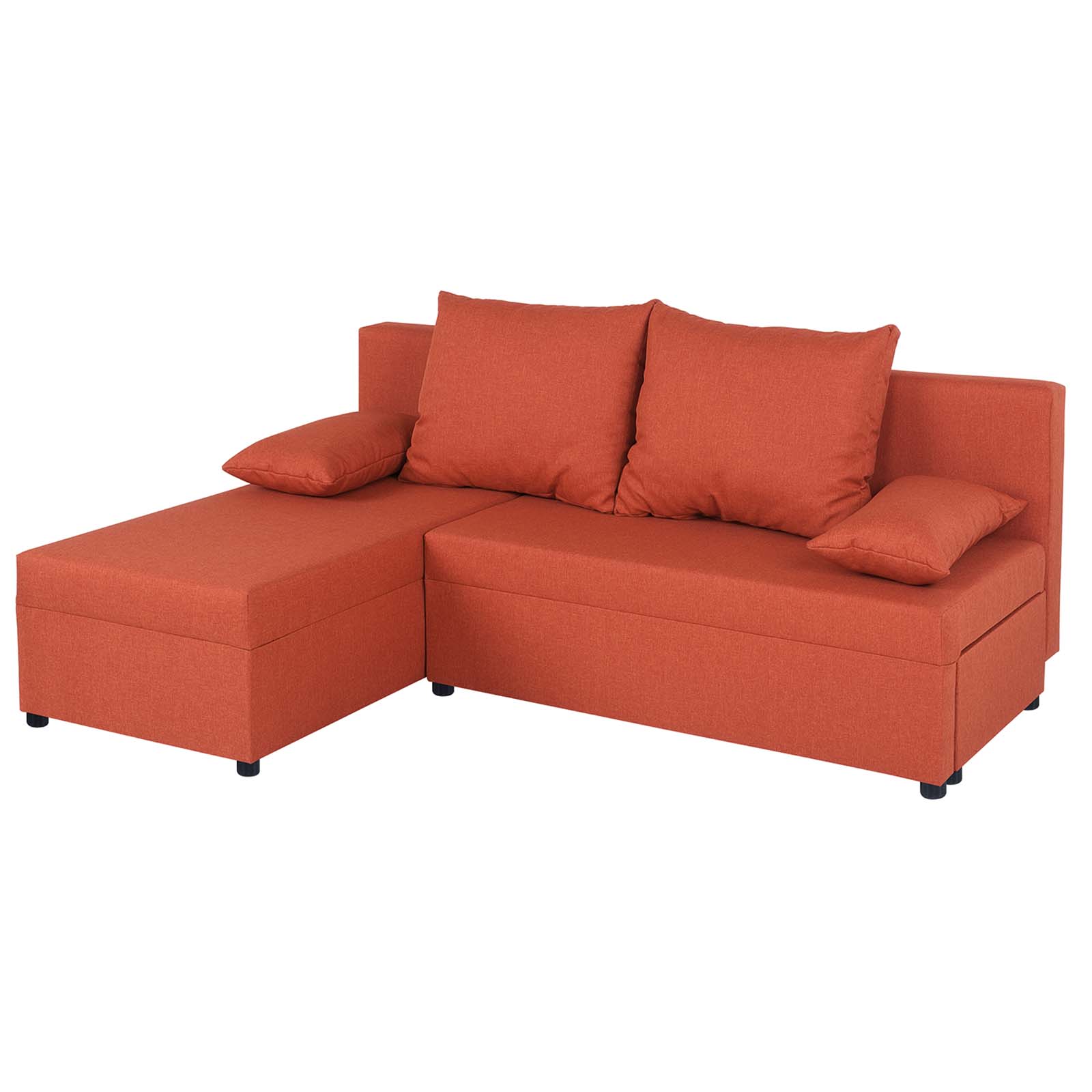 Ecksofa - orange - Webstoff - mit Liegefunktion