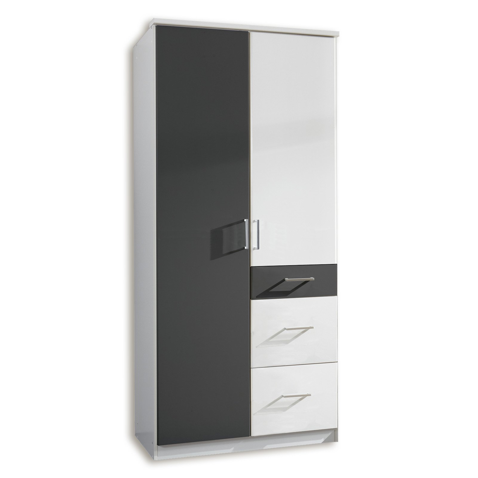 kleiderschrank click - alpinweiß-graphit - 90 cm breit | online