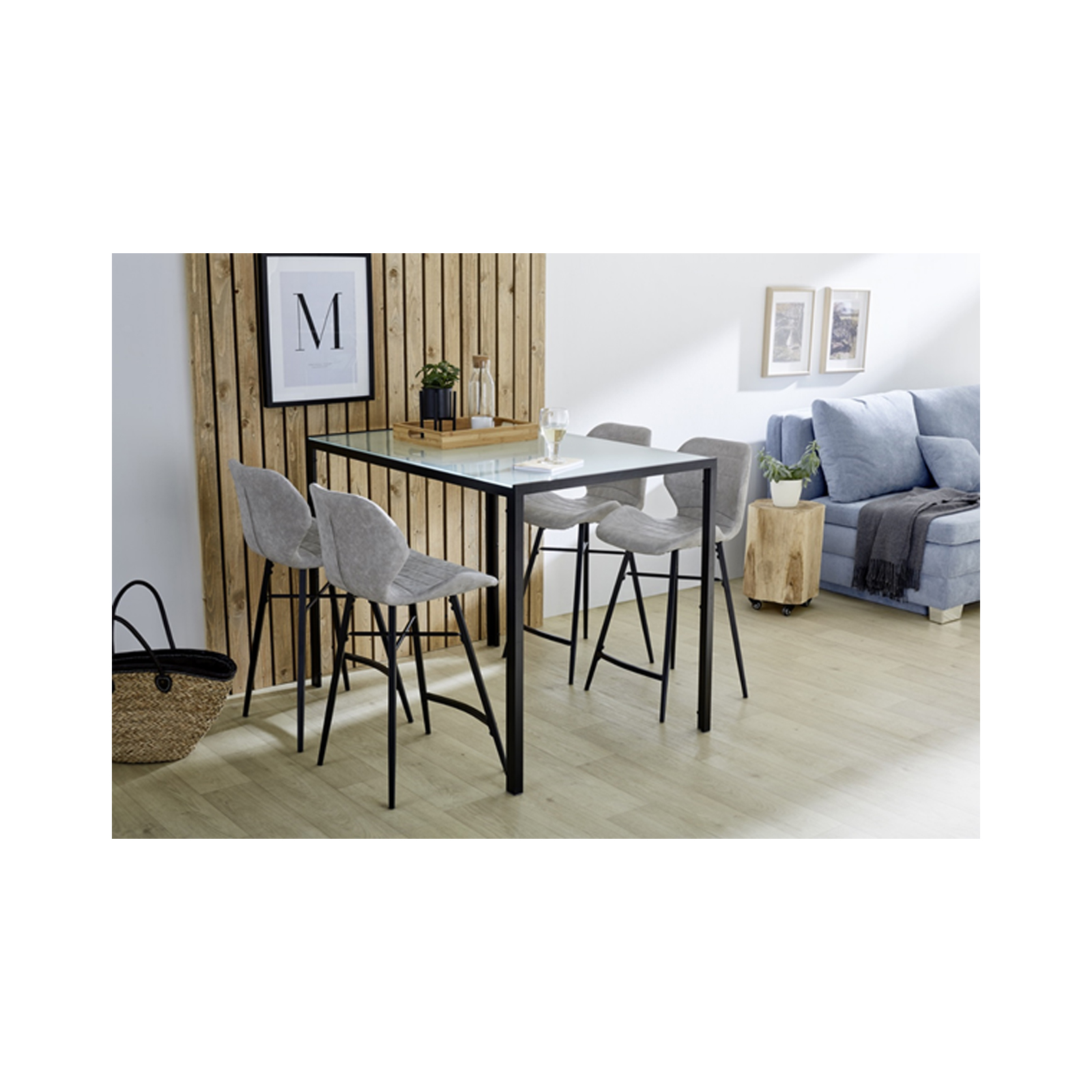 Bartisch - schwarz - Glasplatte - 120 cm breit