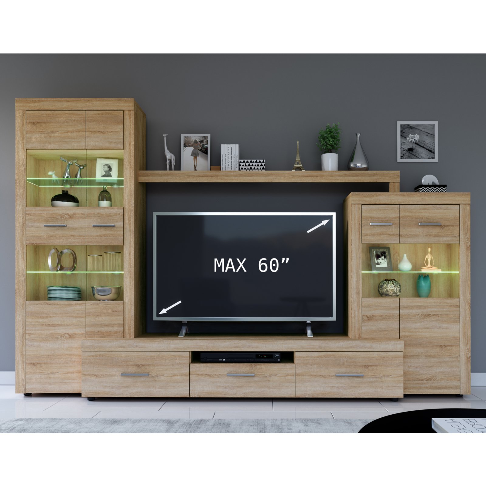 Wohnwand Sonoma Eiche 308 cm breit Rakuten