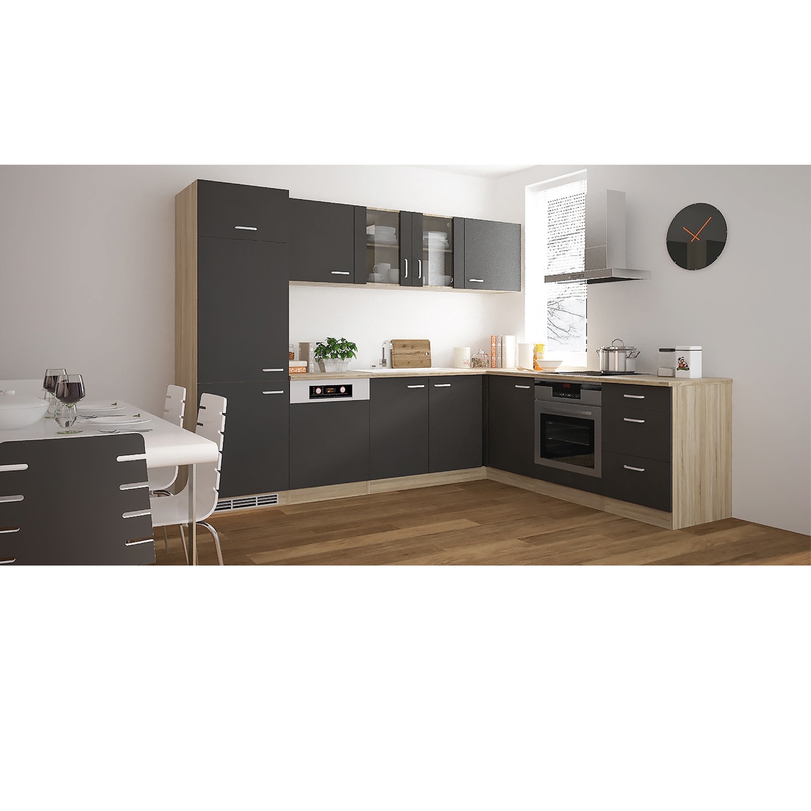 Spülenunterschrank - anthrazit-Sonoma Eiche - 100 cm breit