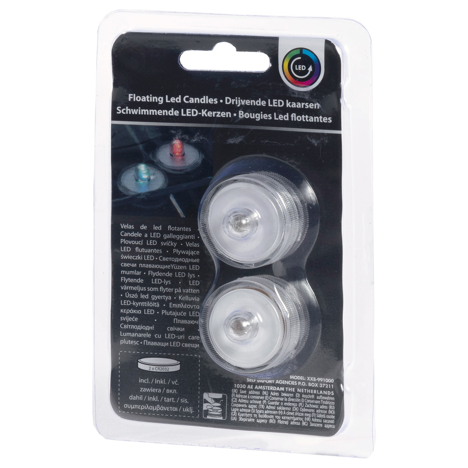 2er-Set LED-Schwimmkerze - mit Farbwechsel - 3 cm