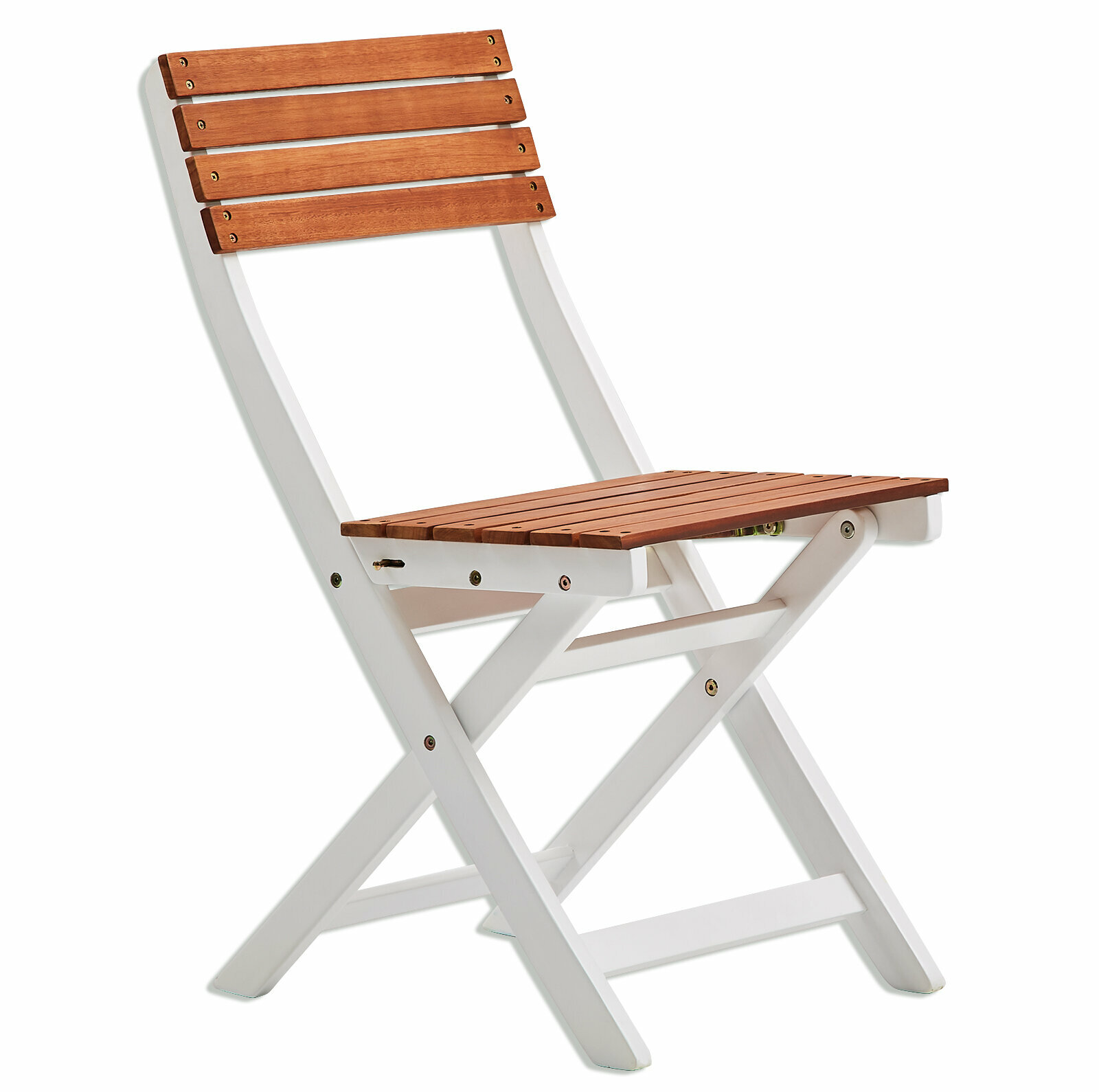 Gardiola 3-teiliges Set - weiß-braun - Akazie massiv - klappbar