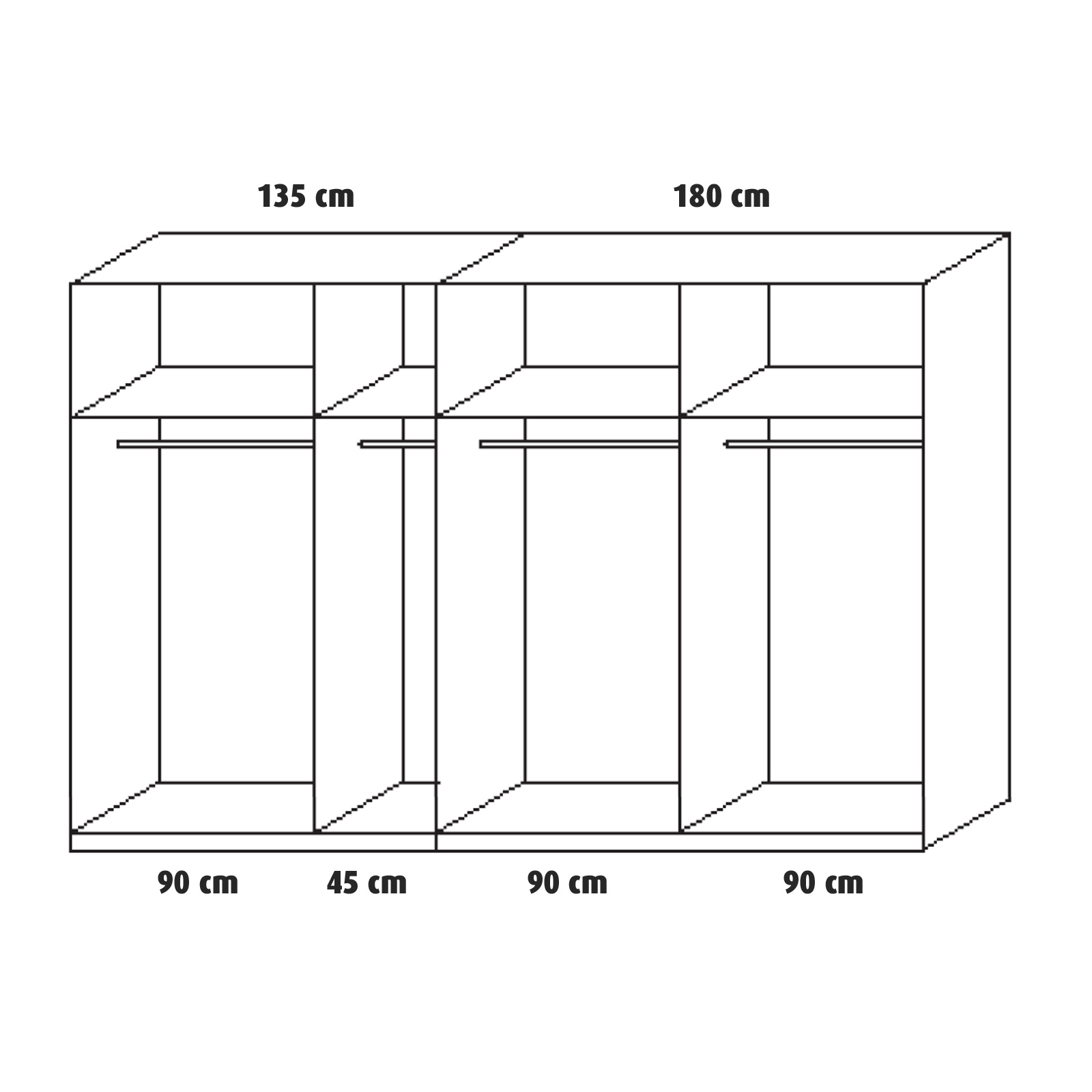 Schwebetürenschrank - weiß Hochglanz - 315 cm