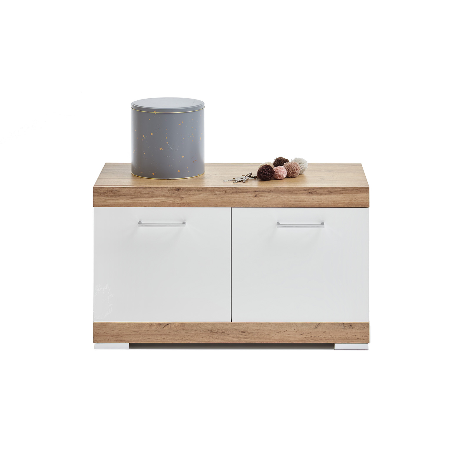 Schuhbank - Alteiche-weiß - 80 cm breit