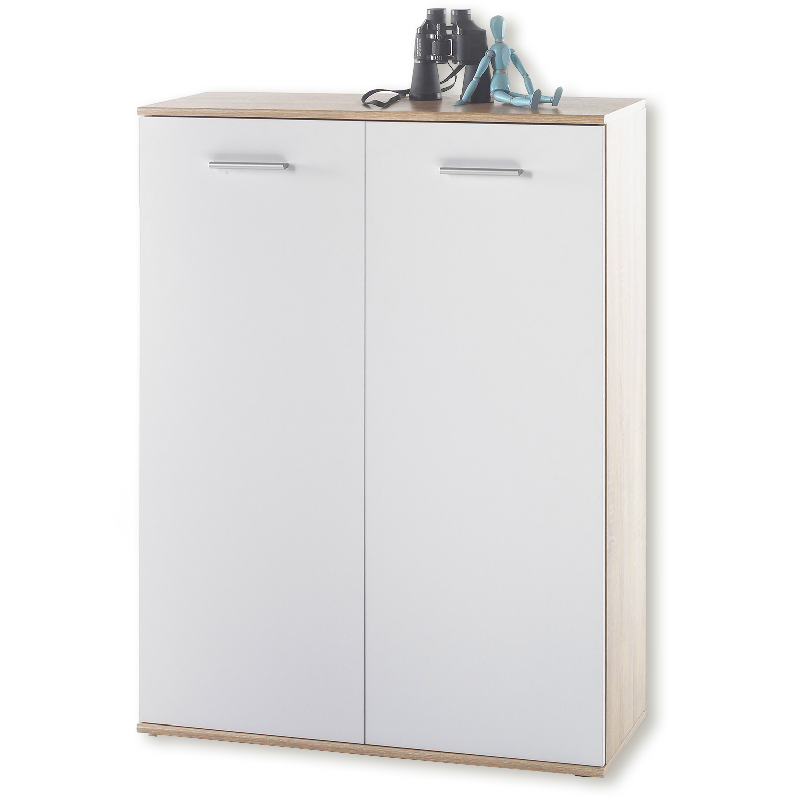 Schuhschrank - Sonoma Eiche-weiß - 2 Türen - 90 cm breit
