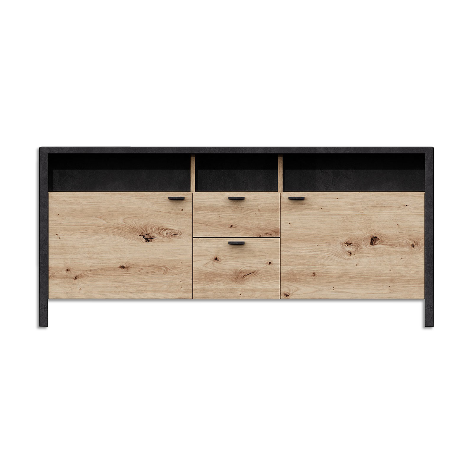 Lowboard - Artisan Eiche - Stahloptik - 143 cm
