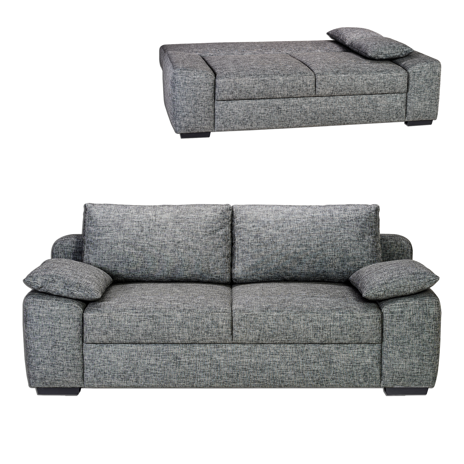 Schlafsofa - dunkelgrau - Dauerschläfer - inklusive Kissen