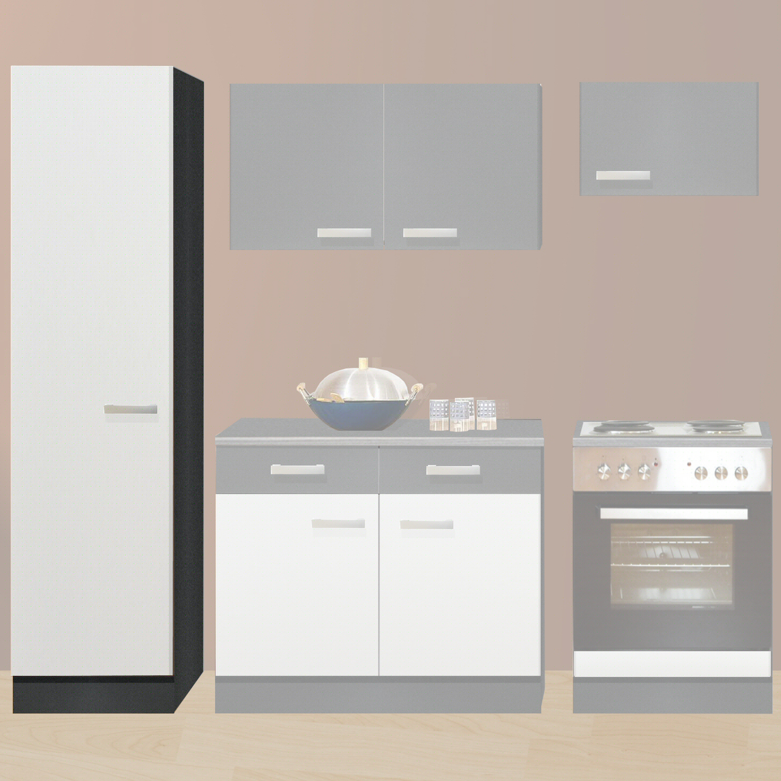 Seitenschrank - hellgrau-graphit - 50x200 cm