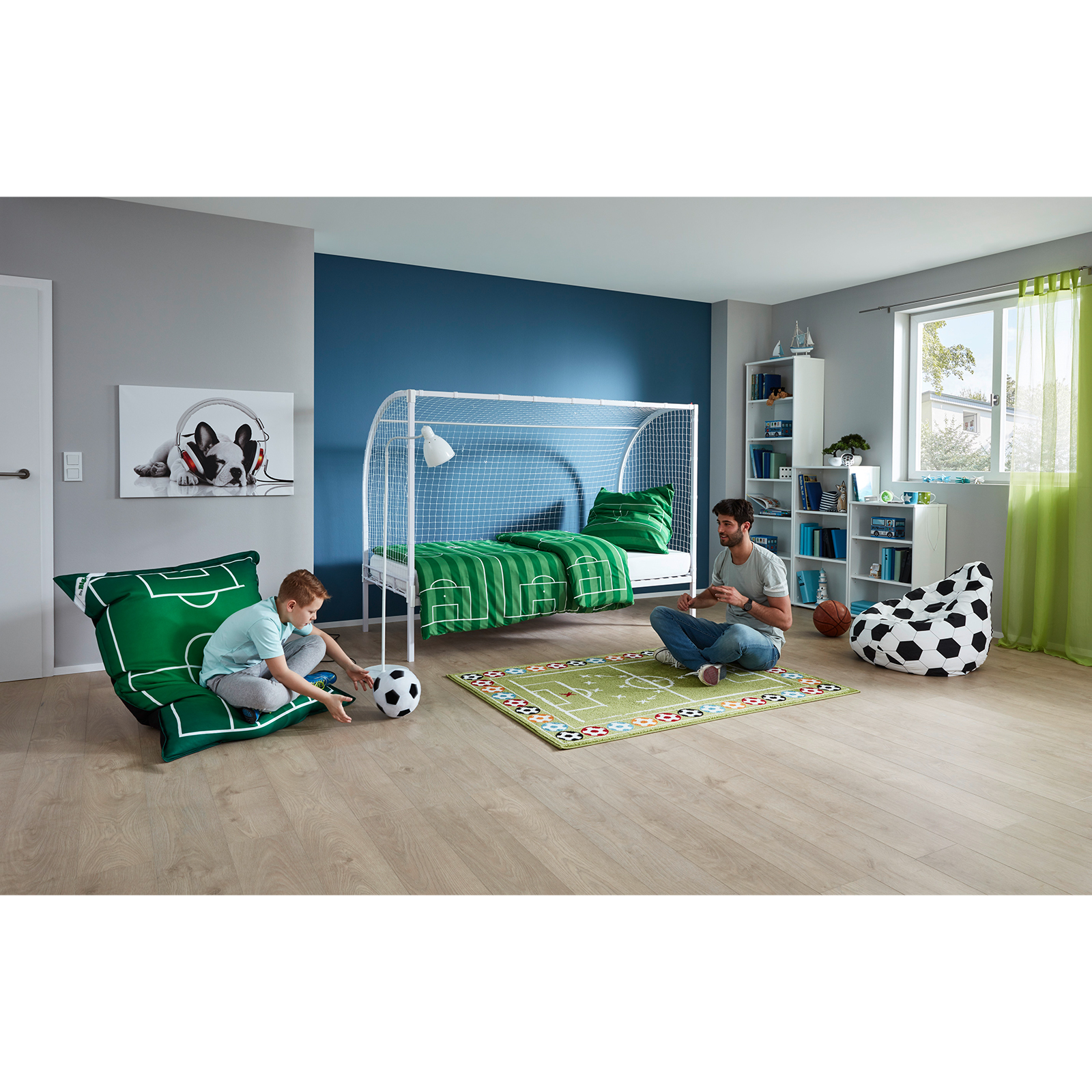 Kinderbett - weiß - Tor-Design - 90x200 cm