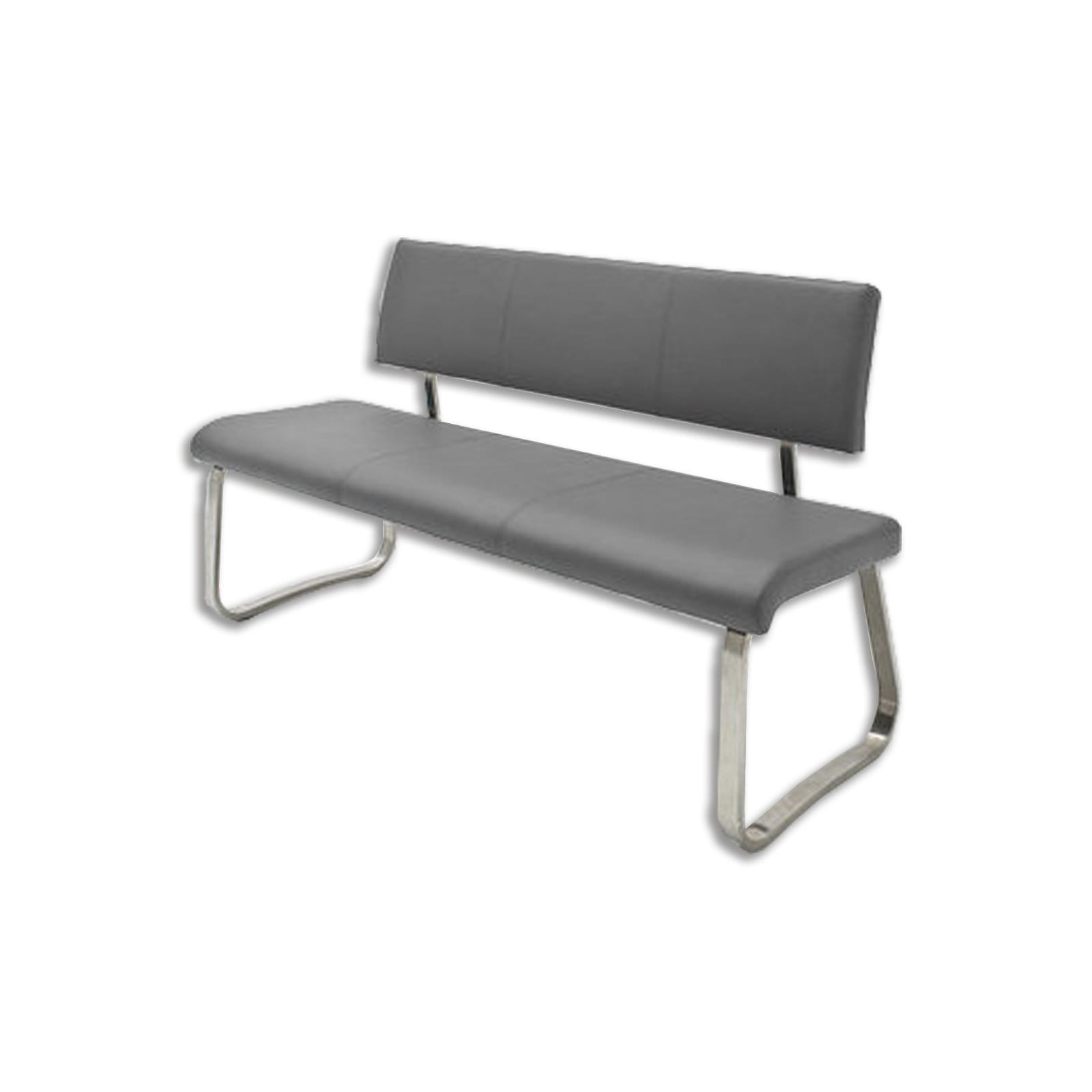 Bank - grau - Kunstleder - 155 cm breit