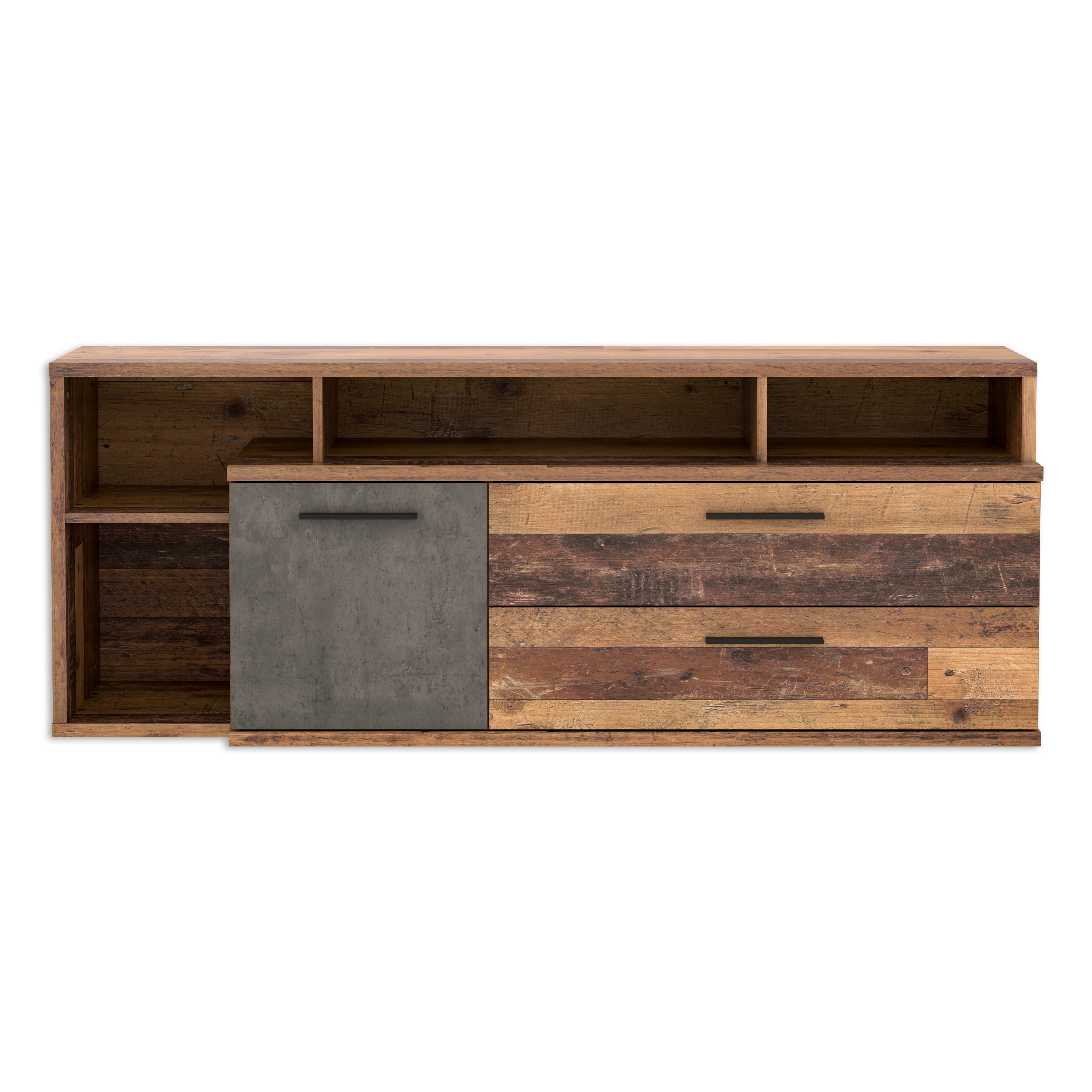 Sideboard - Old Wood Vintage-Betonoptik - 4 offene Fächer