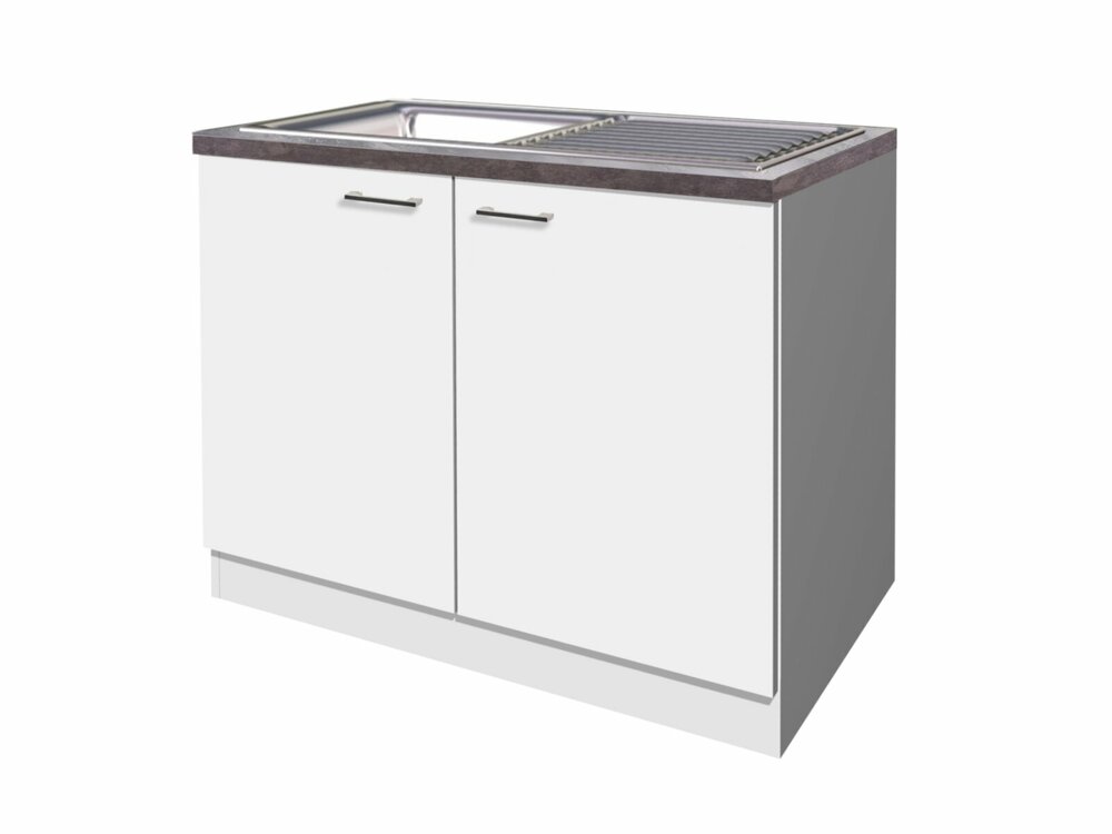Spülenunterschrank LUCCA weiß Caledonia mit Spüle 100 cm