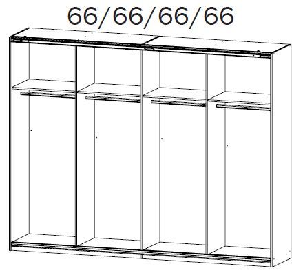 Schwebetürenschrank - grau metallic-weiß Hochglanz - 271 cm
